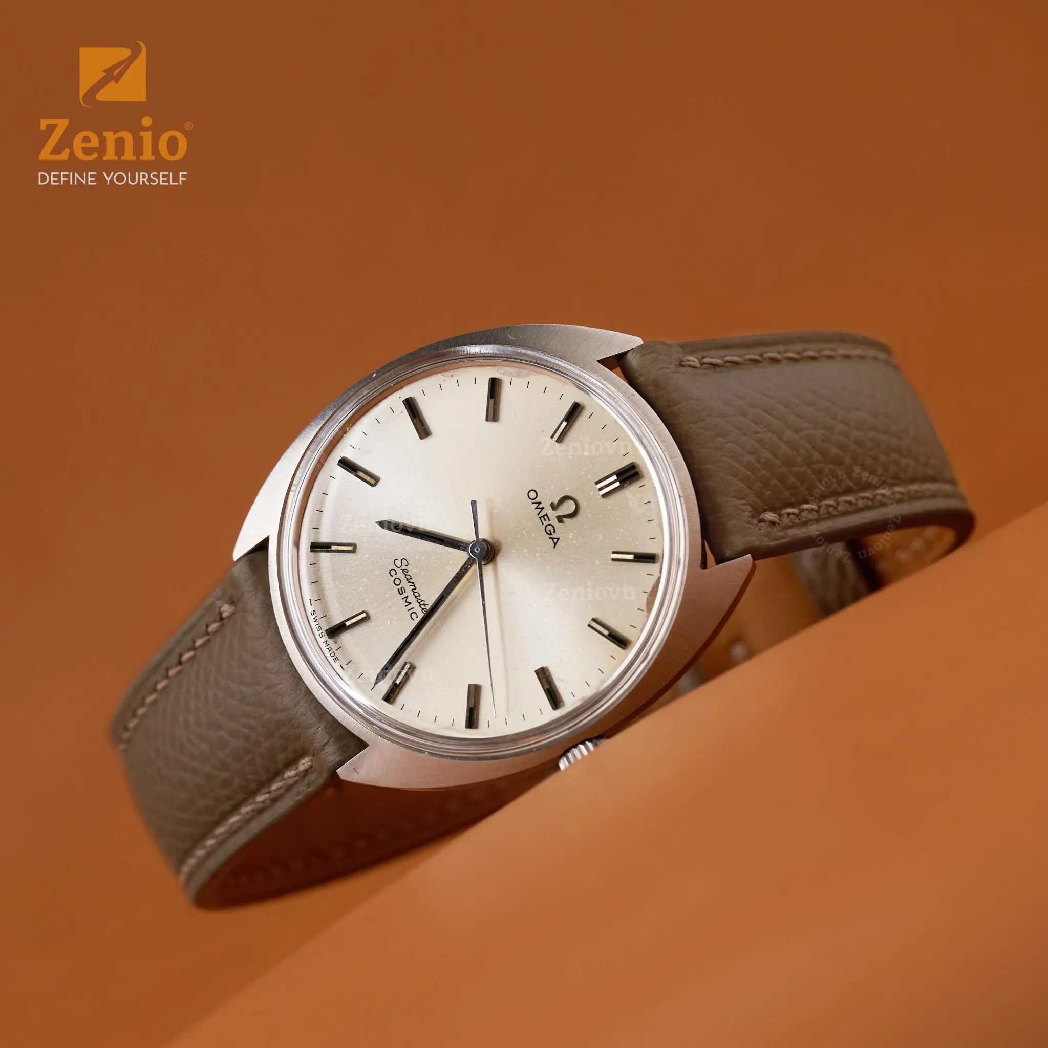 Dây đồng hồ Da Epsom Màu nâu xám cho đồng hồ Omega Seamaster