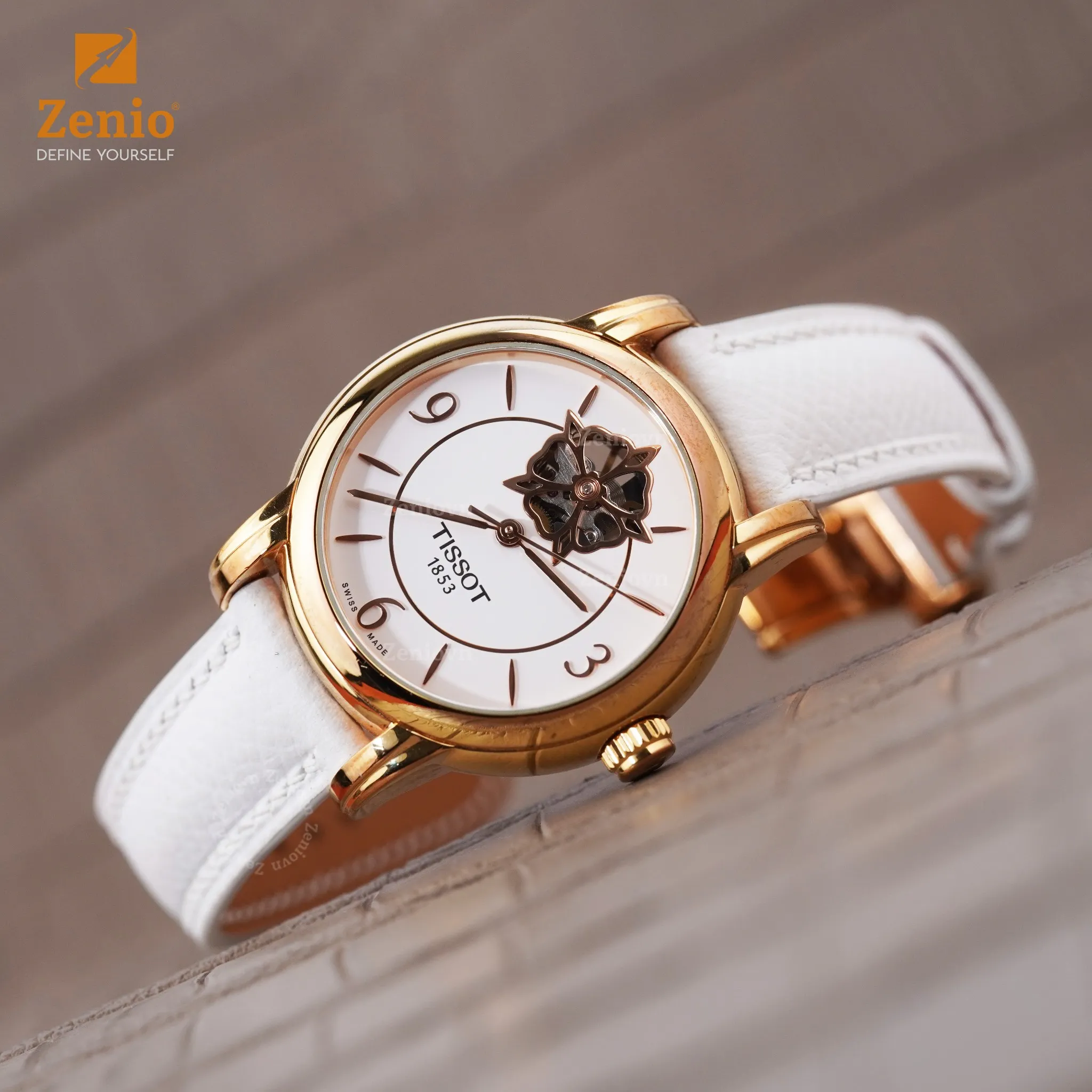 Dây đồng hồ Da Epsom Màu trắng cho đồng hồ Tissot Lady