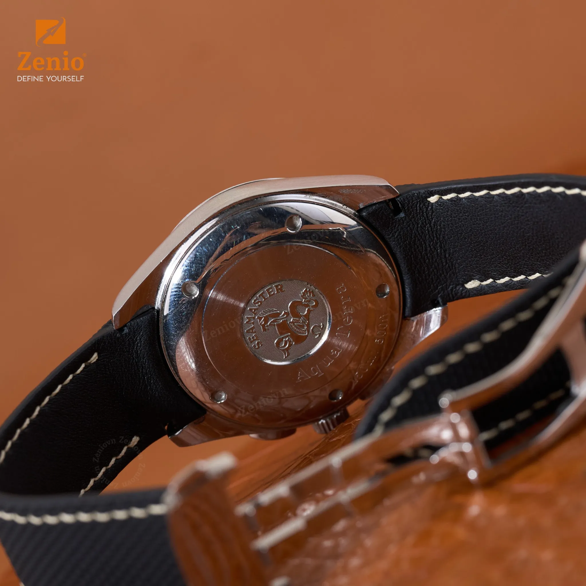 Dây đồng hồ Da FKM Sailcloth Màu đen bo tròn cho đồng hồ Omega Seamaster 2