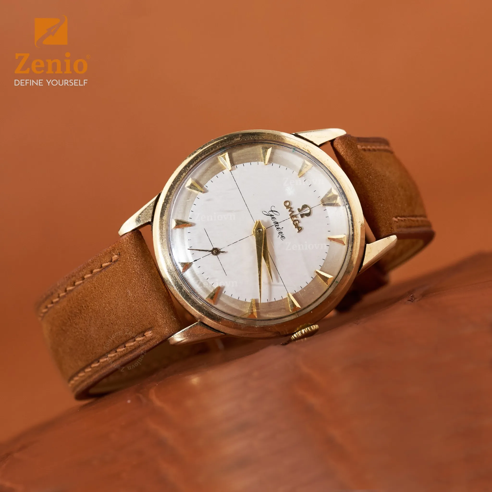 Dây đồng hồ Da Nubuck Màu nâu cho đồng hồ Omega Genève 3