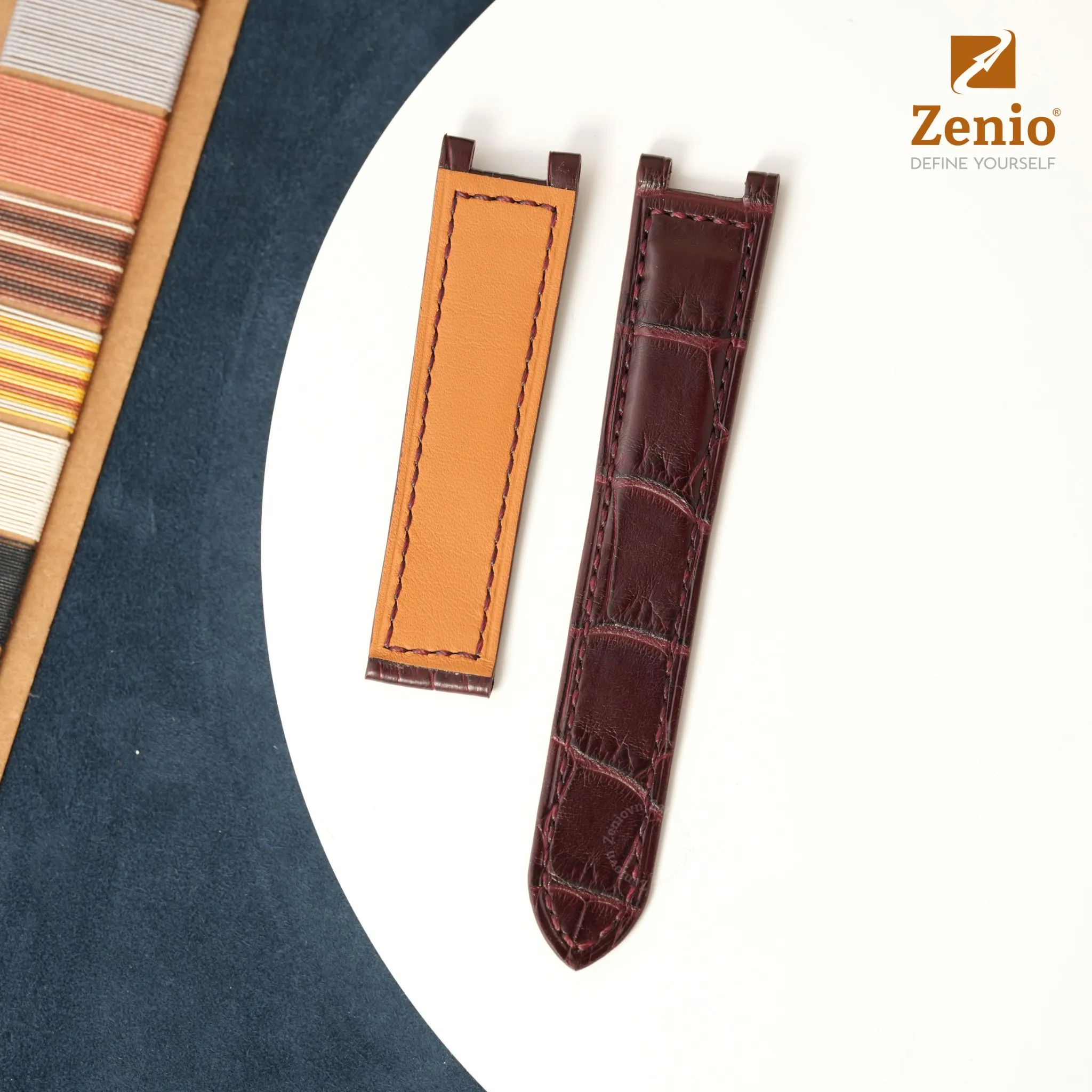 Dây đồng hồ Da cá sấu Alligator Màu burgundy cho đồng hồ Cartier 1