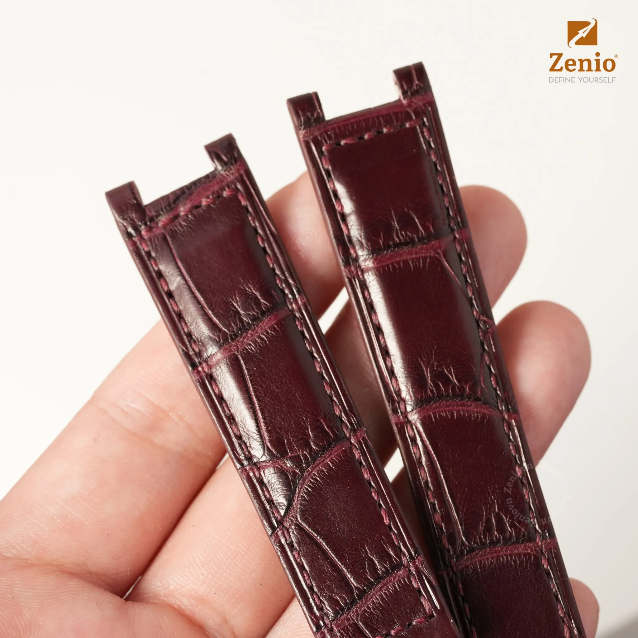 Dây đồng hồ Da cá sấu Alligator Màu burgundy cho đồng hồ Cartier 2