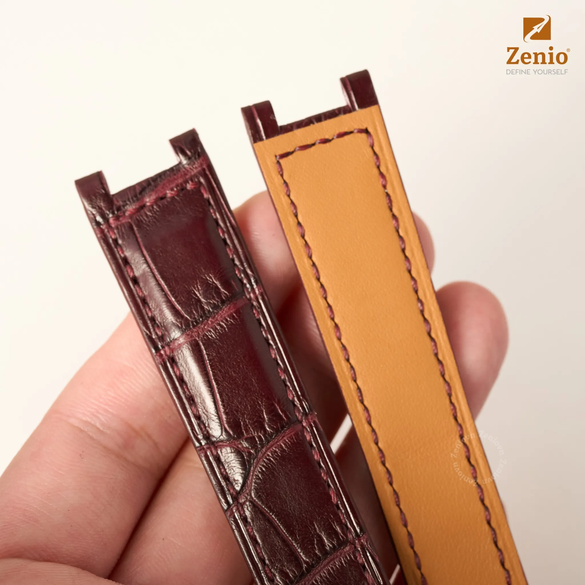 Dây đồng hồ Da cá sấu Alligator Màu burgundy cho đồng hồ Cartier 3