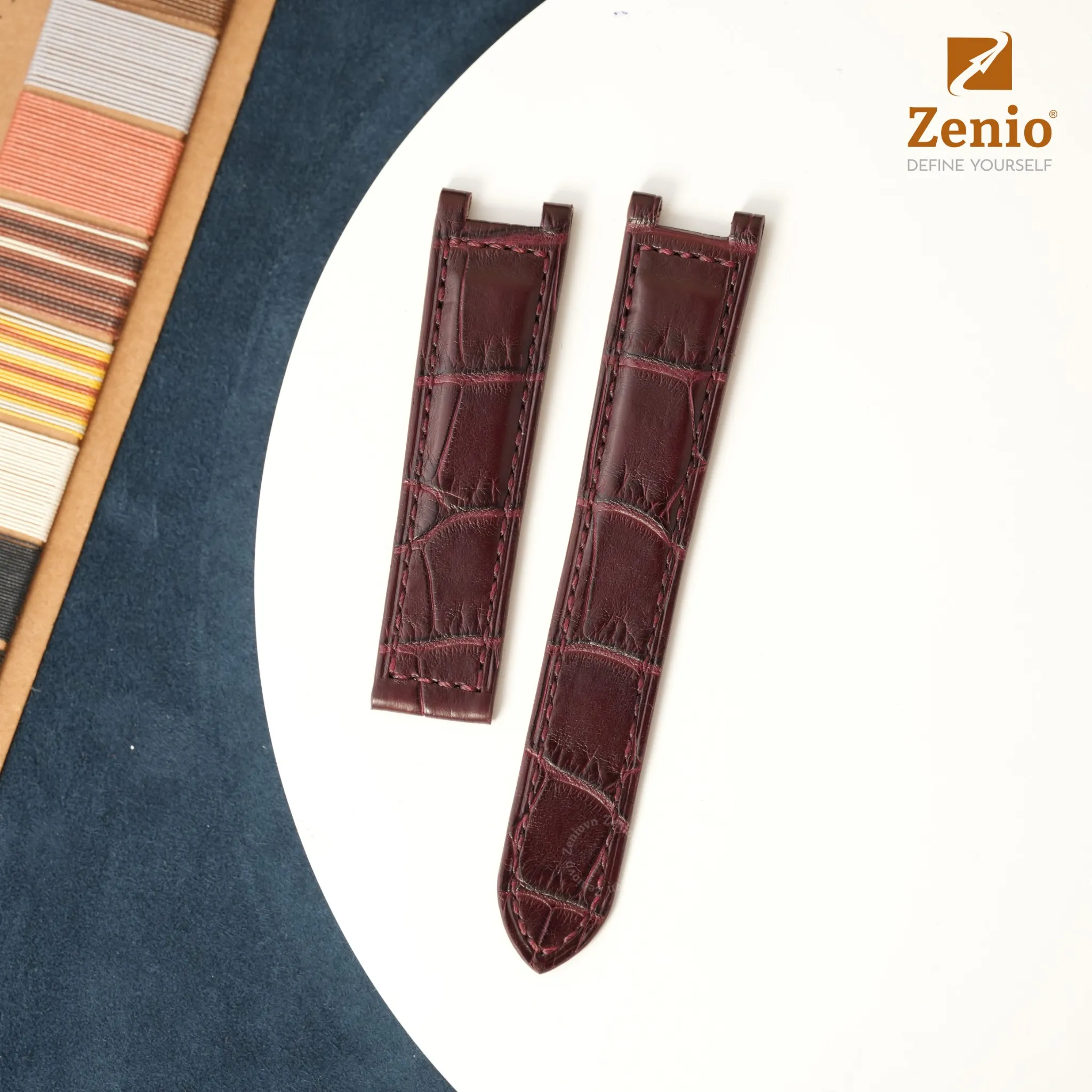 Dây đồng hồ Da cá sấu Alligator Màu burgundy cho đồng hồ Cartier