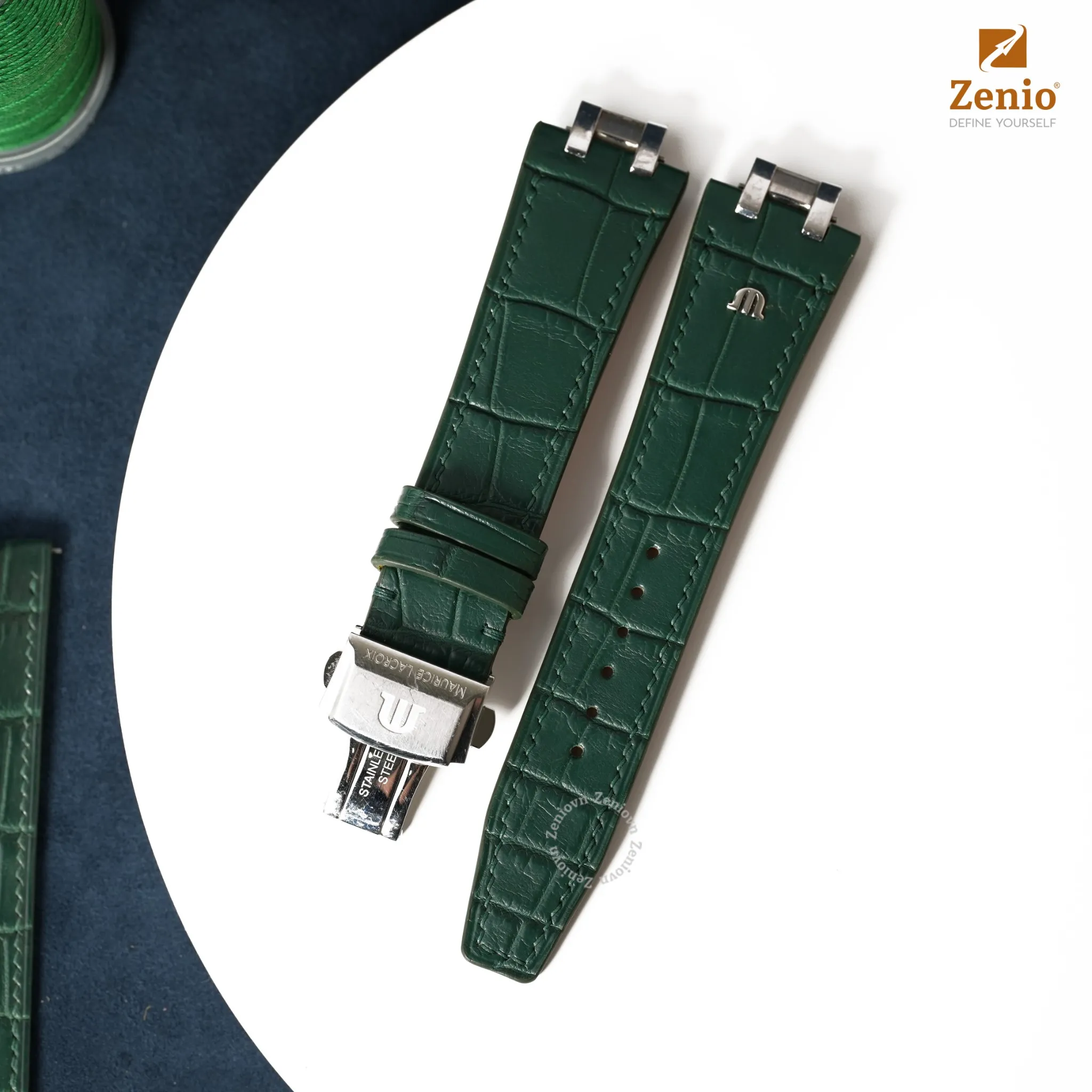 Dây đồng hồ Da cá sấu Màu xanh lá cho đồng hồ Maurice