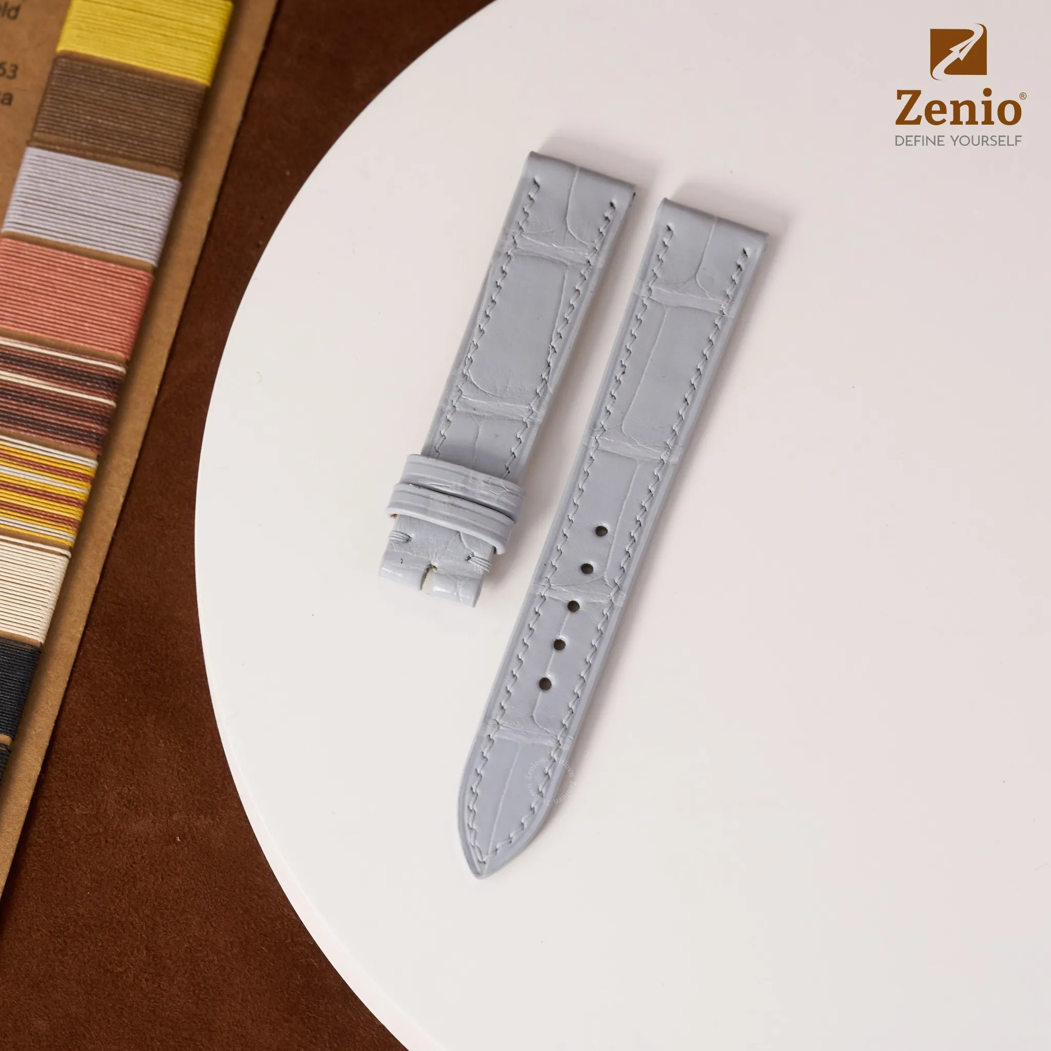 Dây đồng hồ da Alligator Màu xanh xám cho đồng hồ Chopard