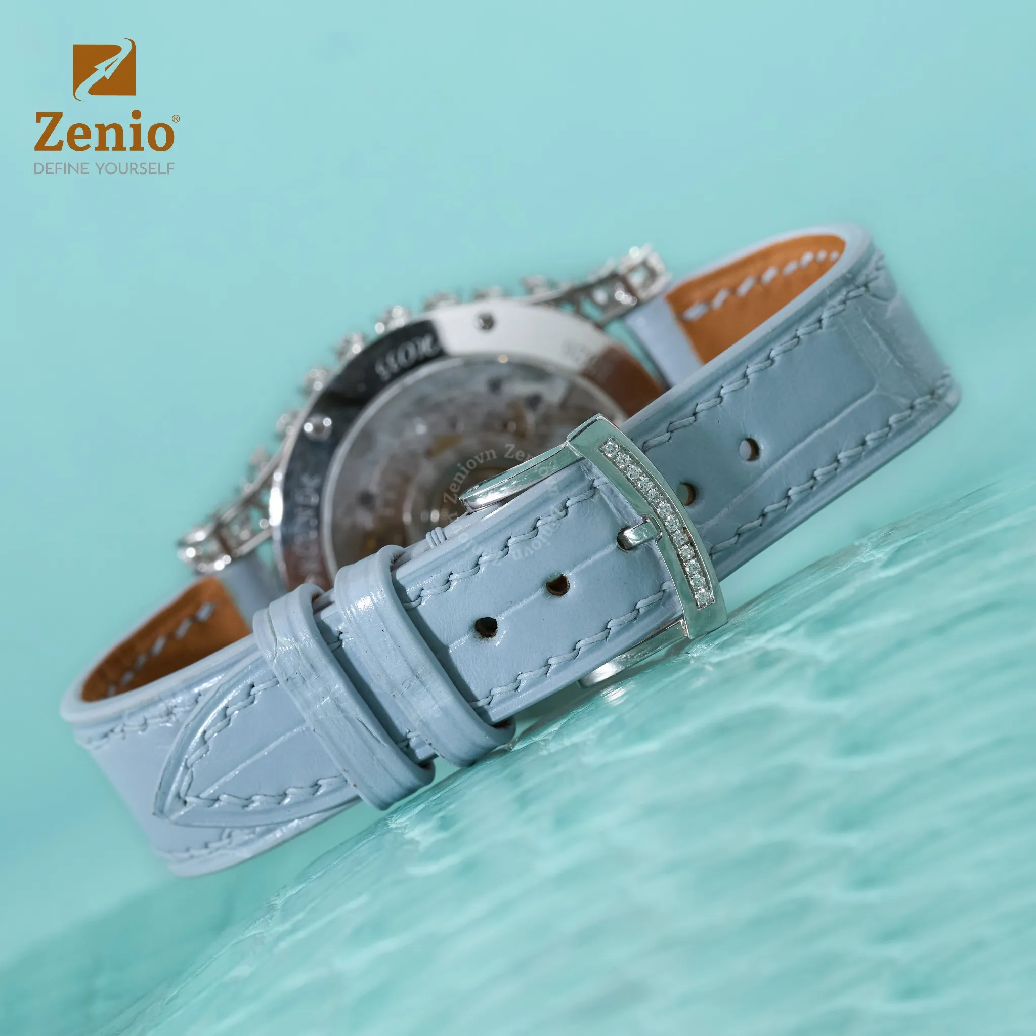 Dây đồng hồ da Alligator Màu xanh xám cho đồng hồ Chopard 3