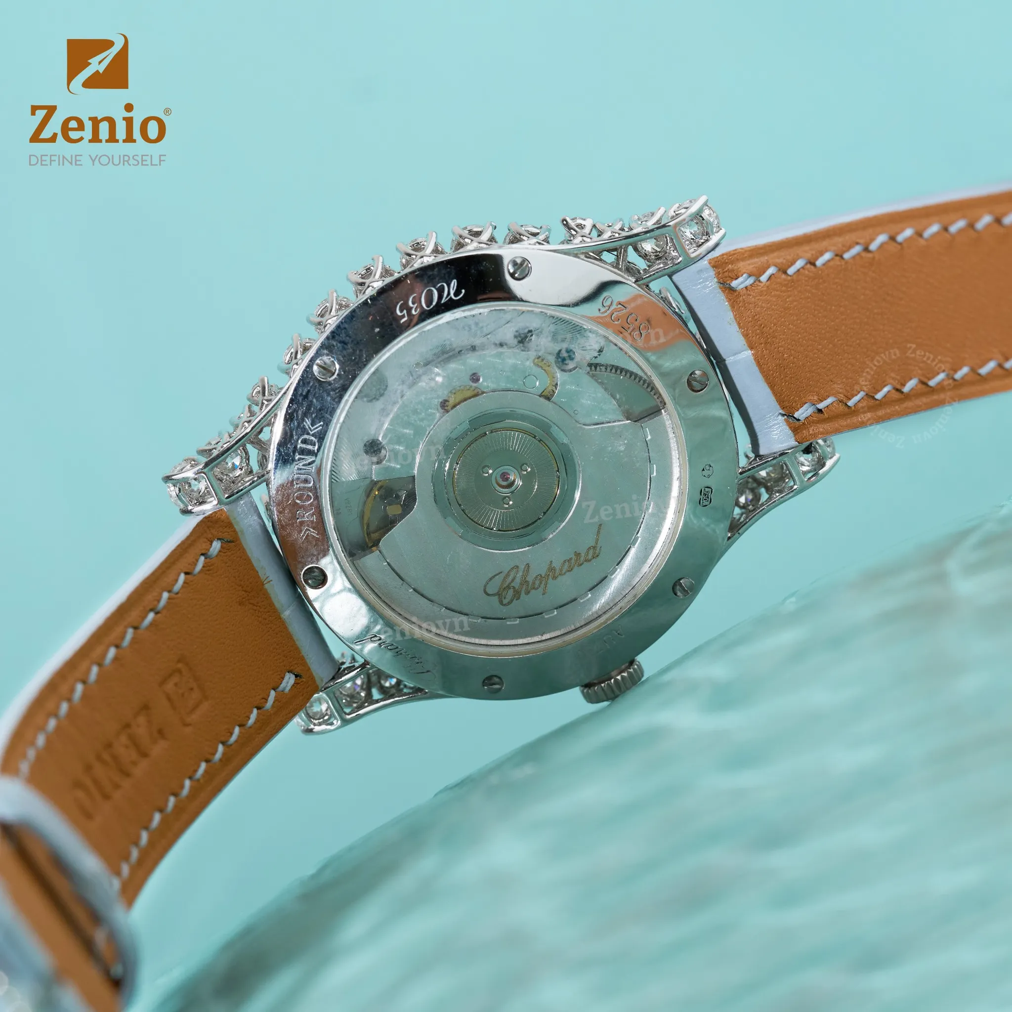 Dây đồng hồ da Alligator Màu xanh xám cho đồng hồ Chopard