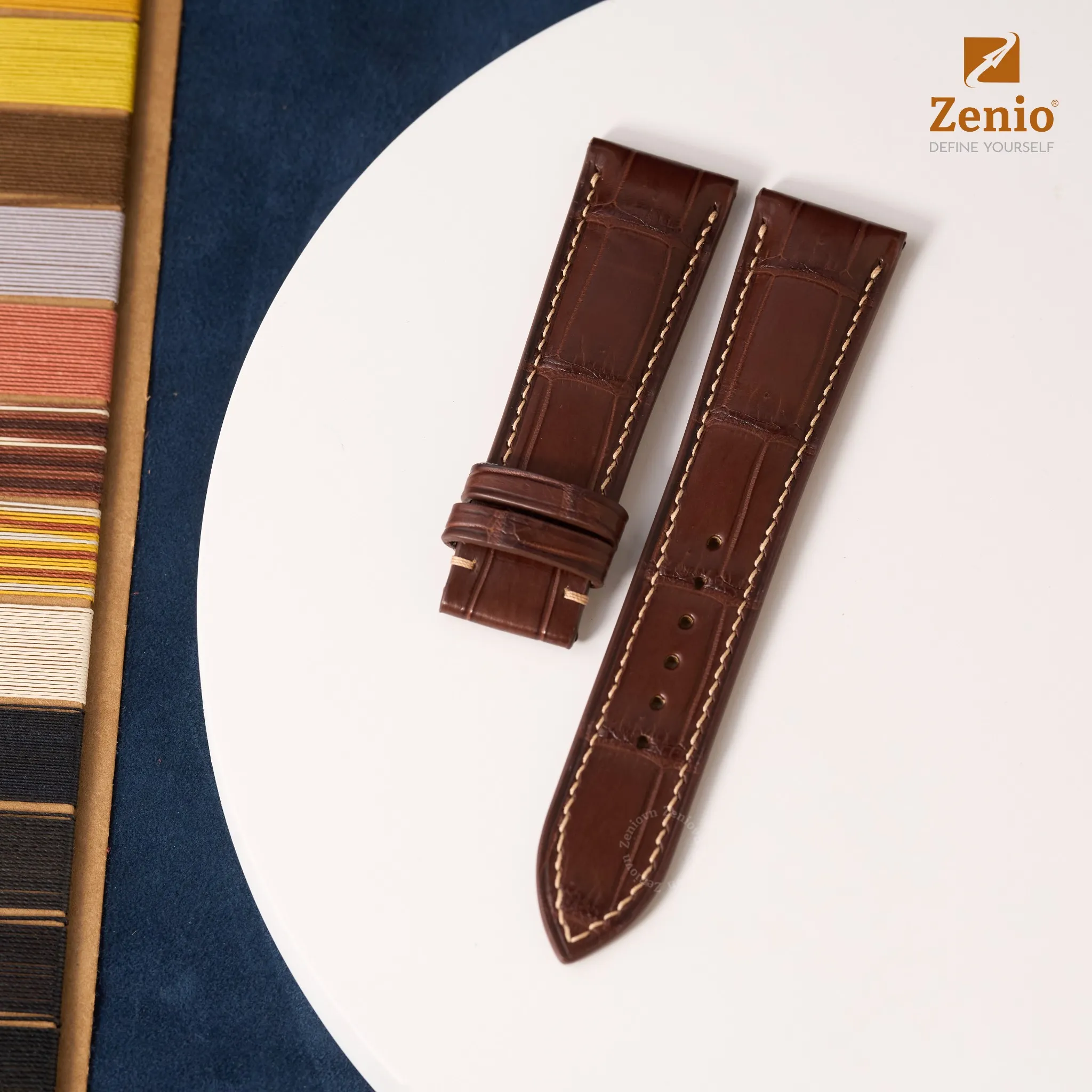 Dây đồng hồ Da Cá sấu Màu nâu cho đồng hồ Longiness Master