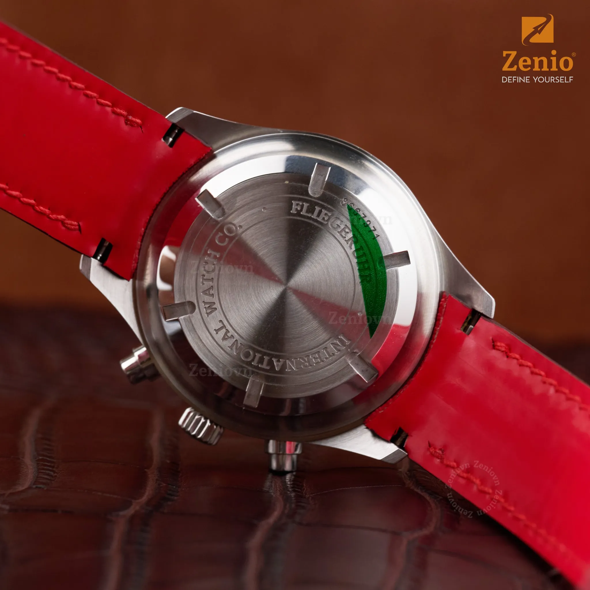 Dây đồng hồ da FKM Sailcloth Màu đỏ bo tròn cho đồng hồ IWC 4