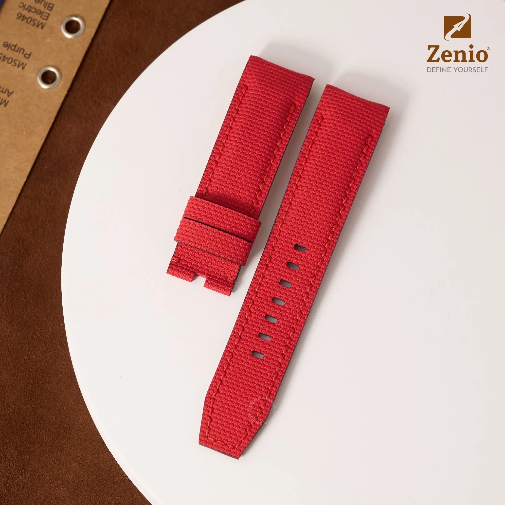 Dây đồng hồ da FKM Sailcloth Màu đỏ bo tròn cho đồng hồ IWC