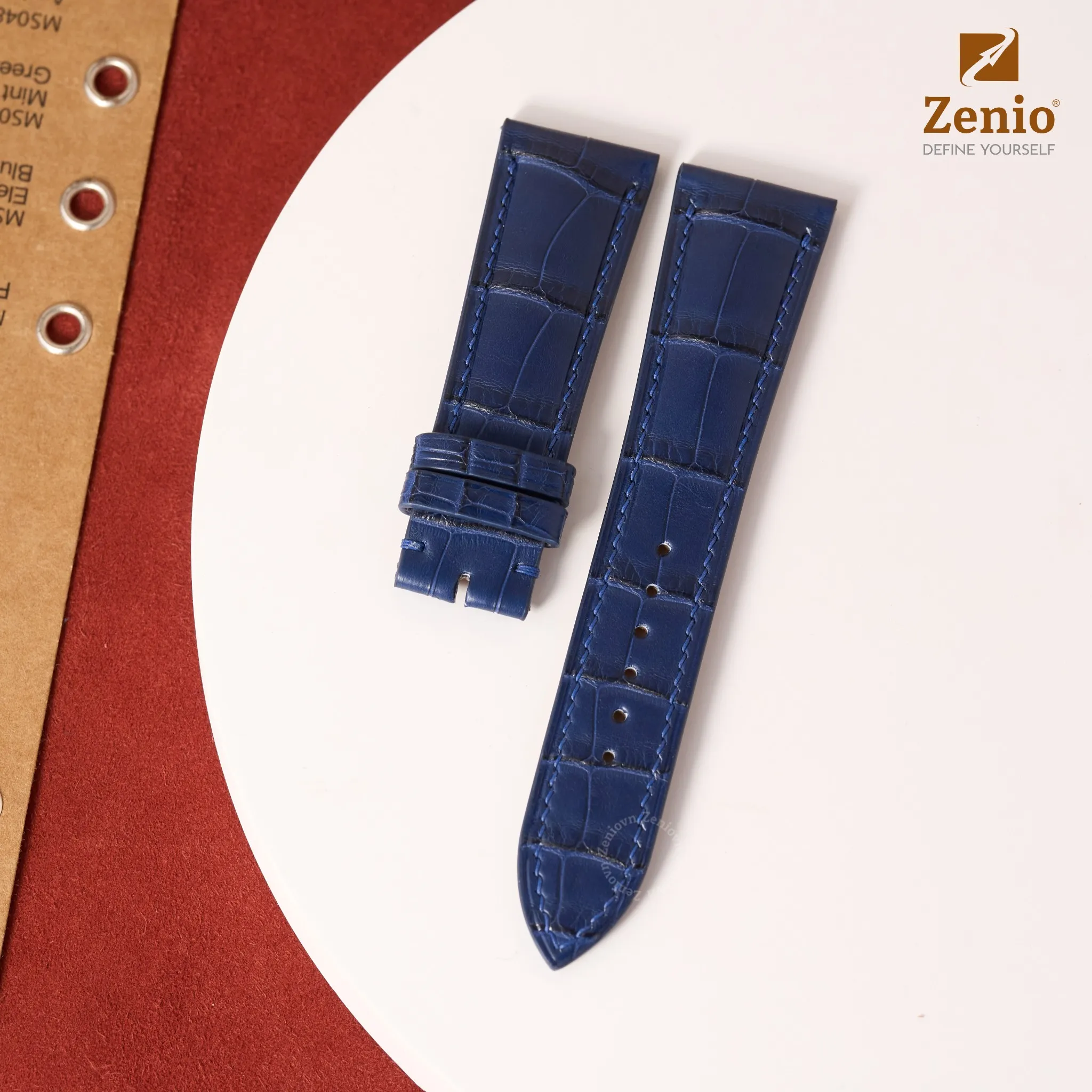 Dây đồng hồ da cá sấu Màu Egypt Blue cho đồng hồ Versace