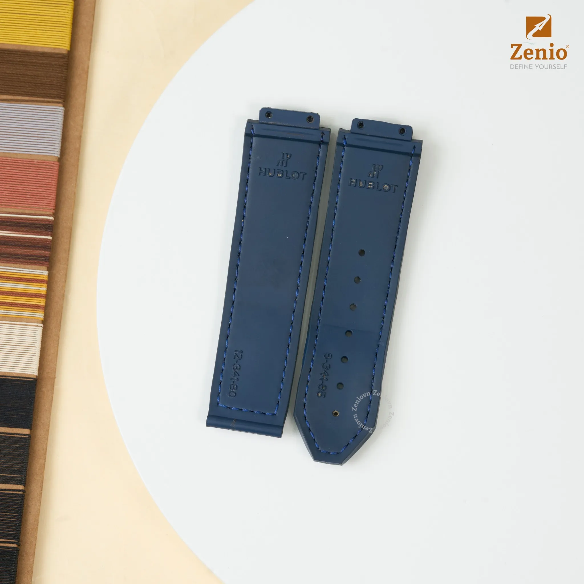 Bọc lại da cá sấu Navy lên dây Cao Su Zin - Hublot Big Bang Chronograph 1