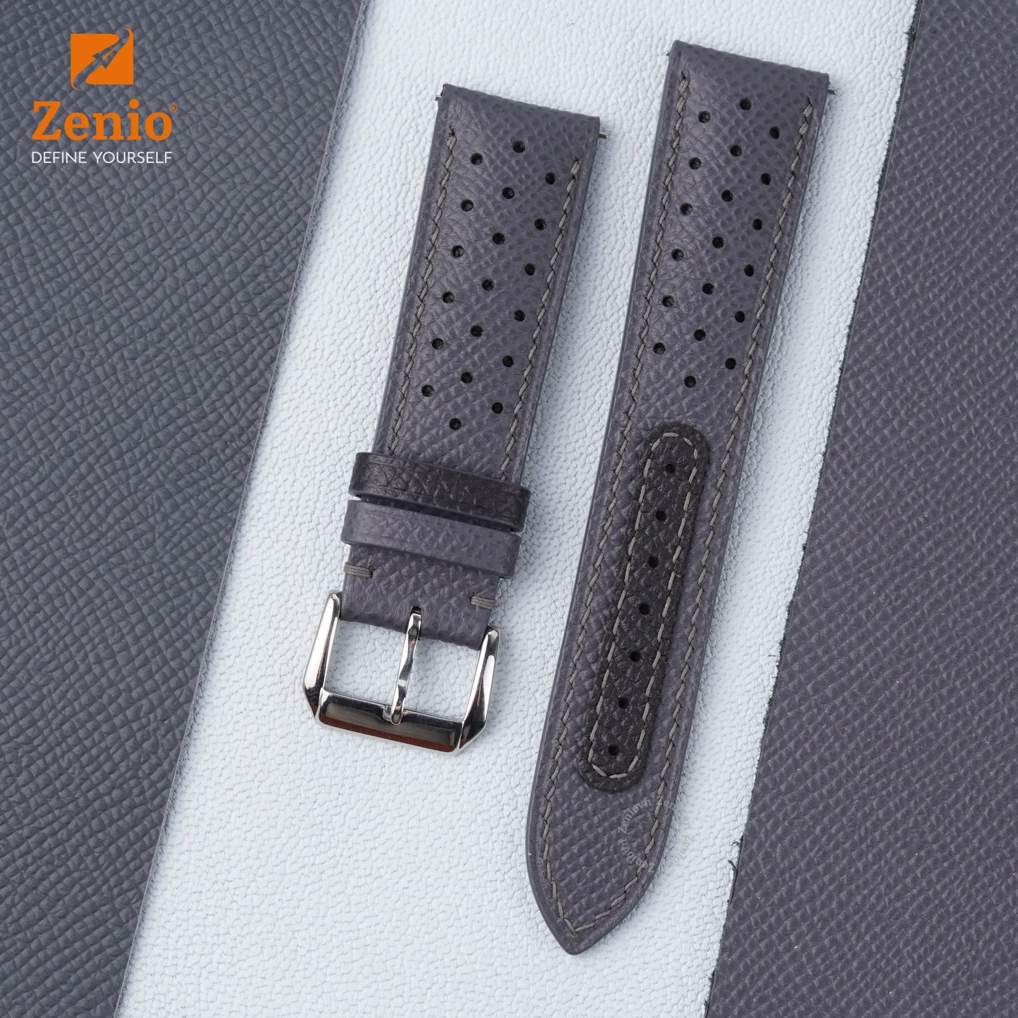 Dây đồng hồ Da Alran Màu xám cho đồng hồ Seiko