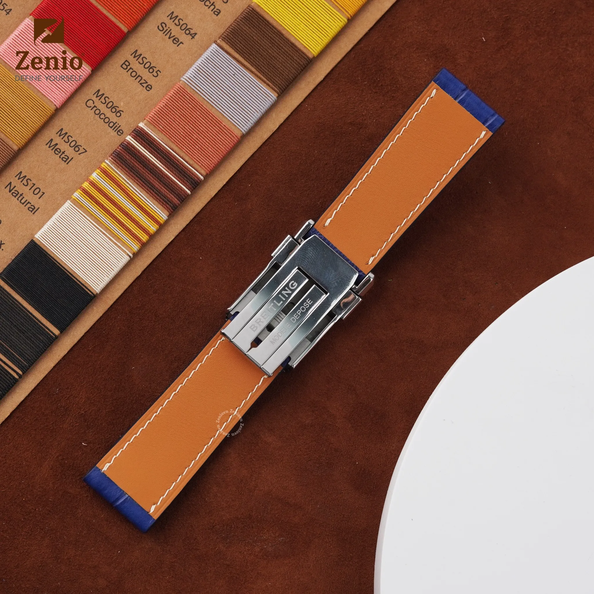 Dây đồng hồ Da Cá sấu Màu Egypt Blue cho đồng hồ Breitling 2