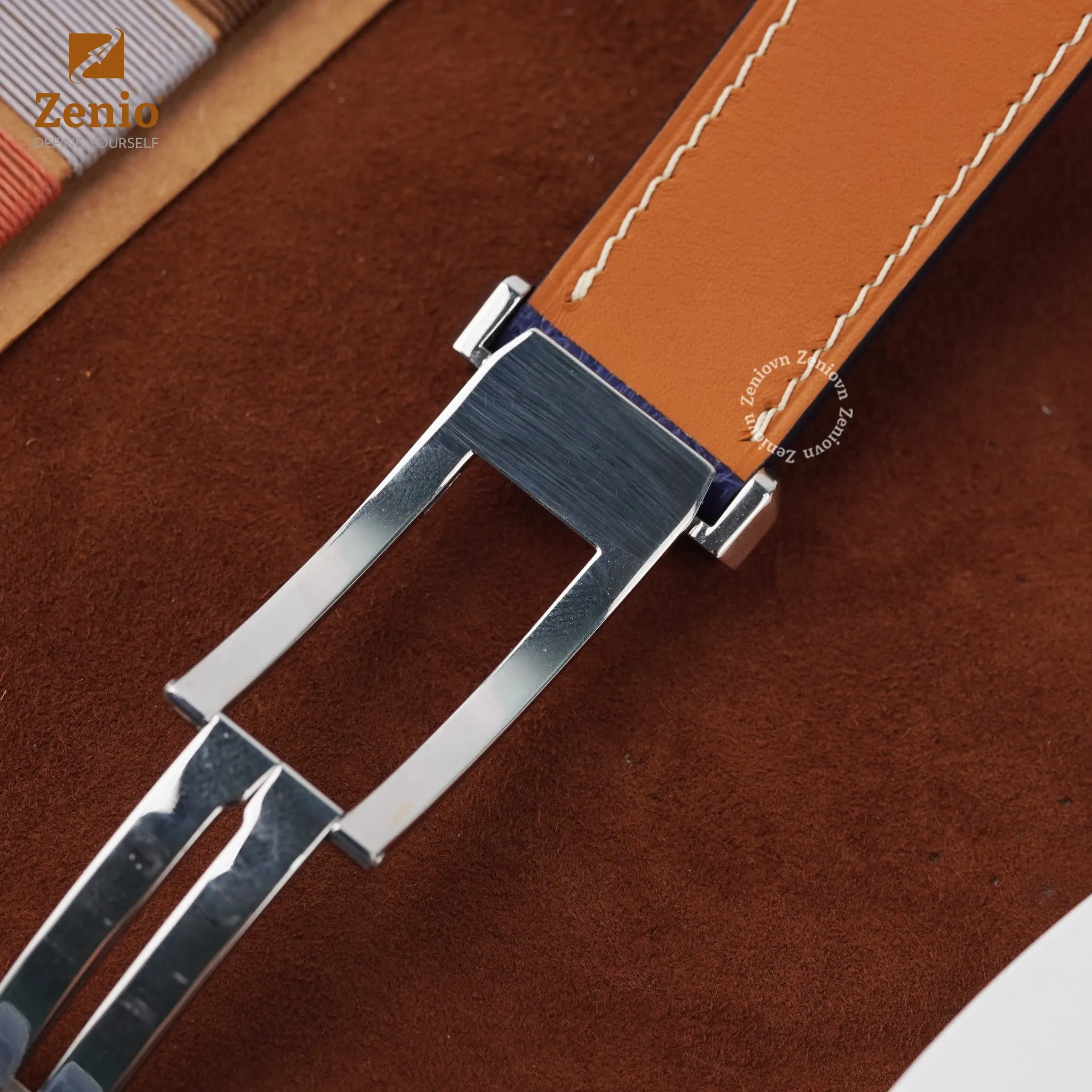 Dây đồng hồ Da Cá sấu Màu Egypt Blue cho đồng hồ Breitling 3