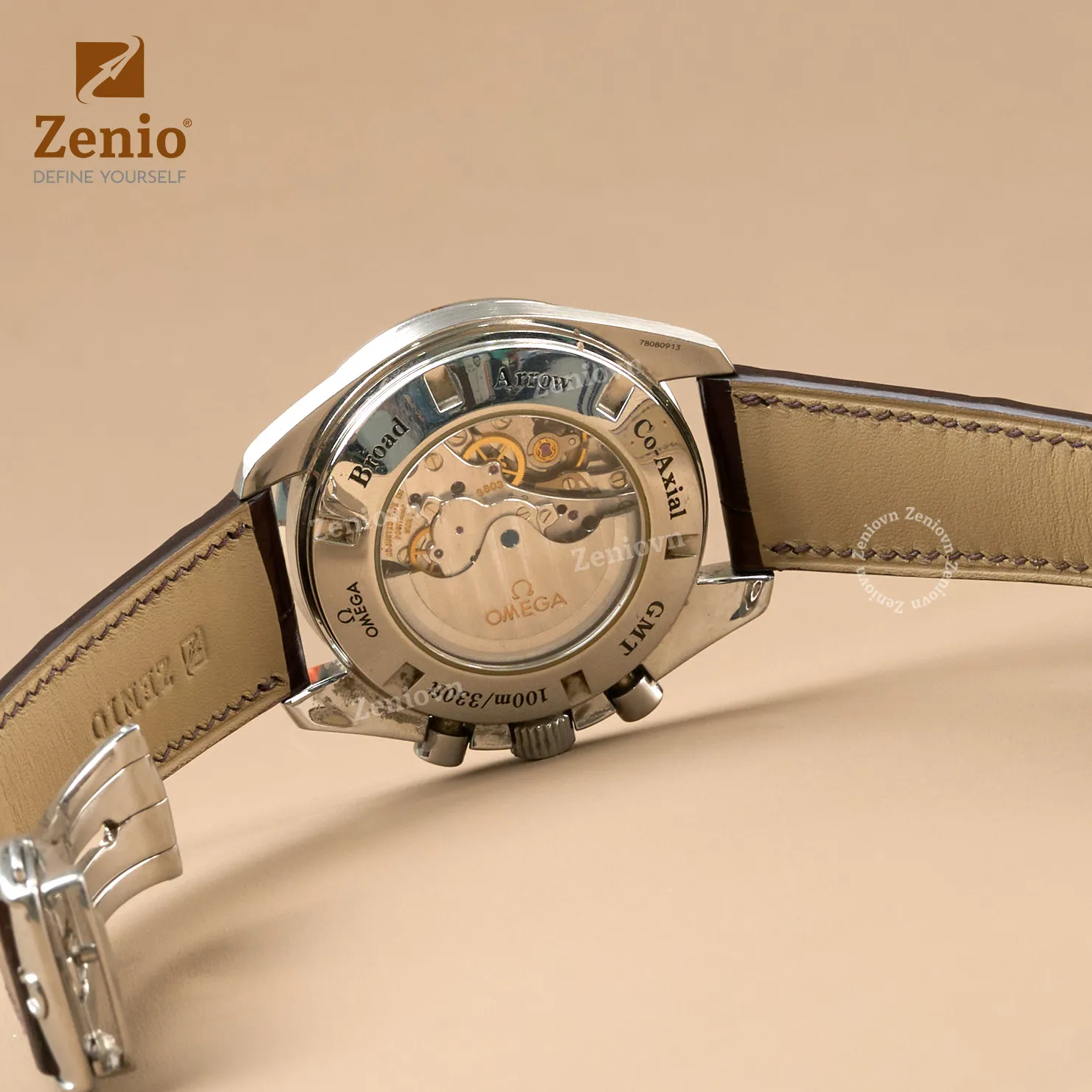 Dây đồng hồ Da Cá sấu Màu Nâu cho đồng hồ Omega Speedmaster 4