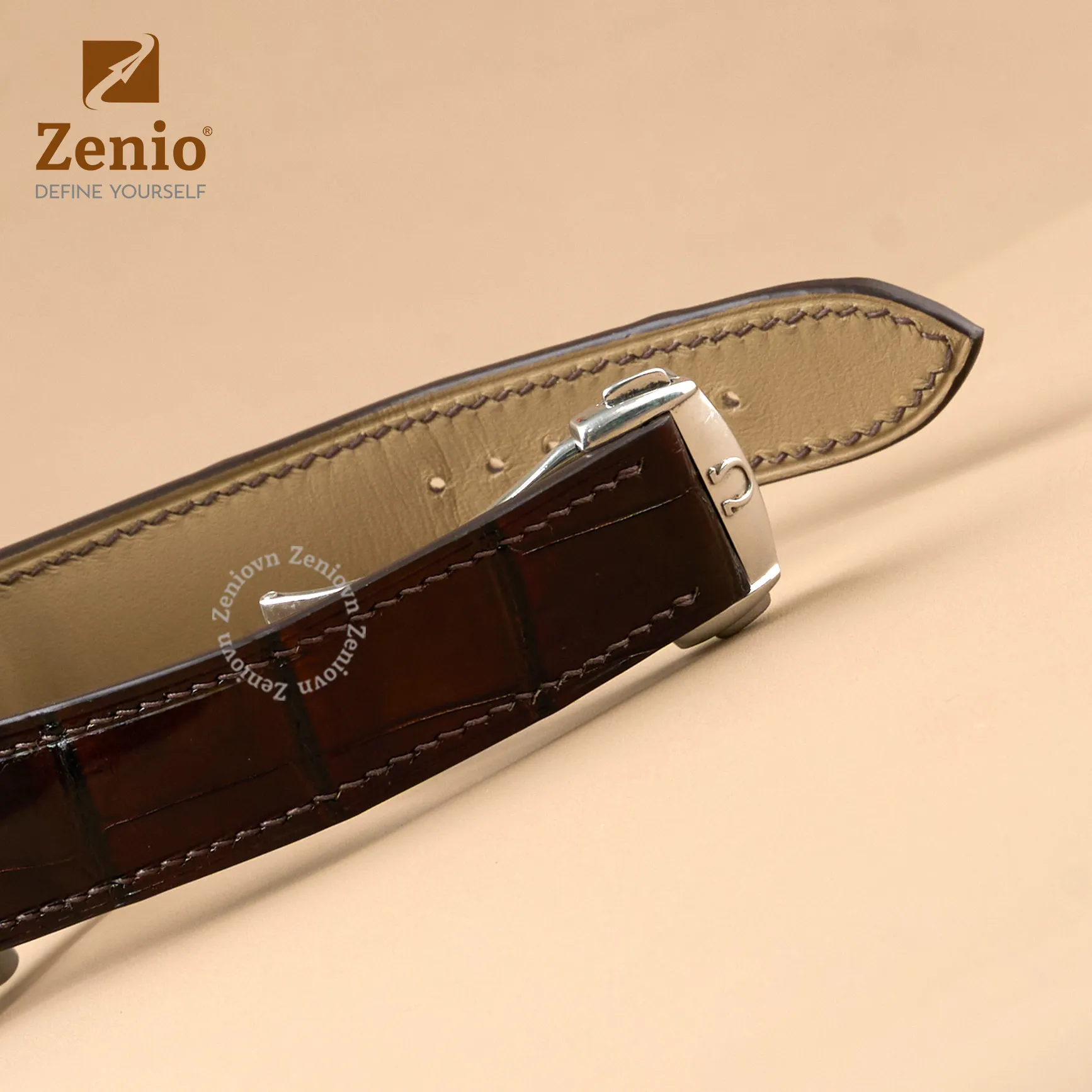 Dây đồng hồ Da Cá sấu Màu Nâu cho đồng hồ Omega Speedmaster 5