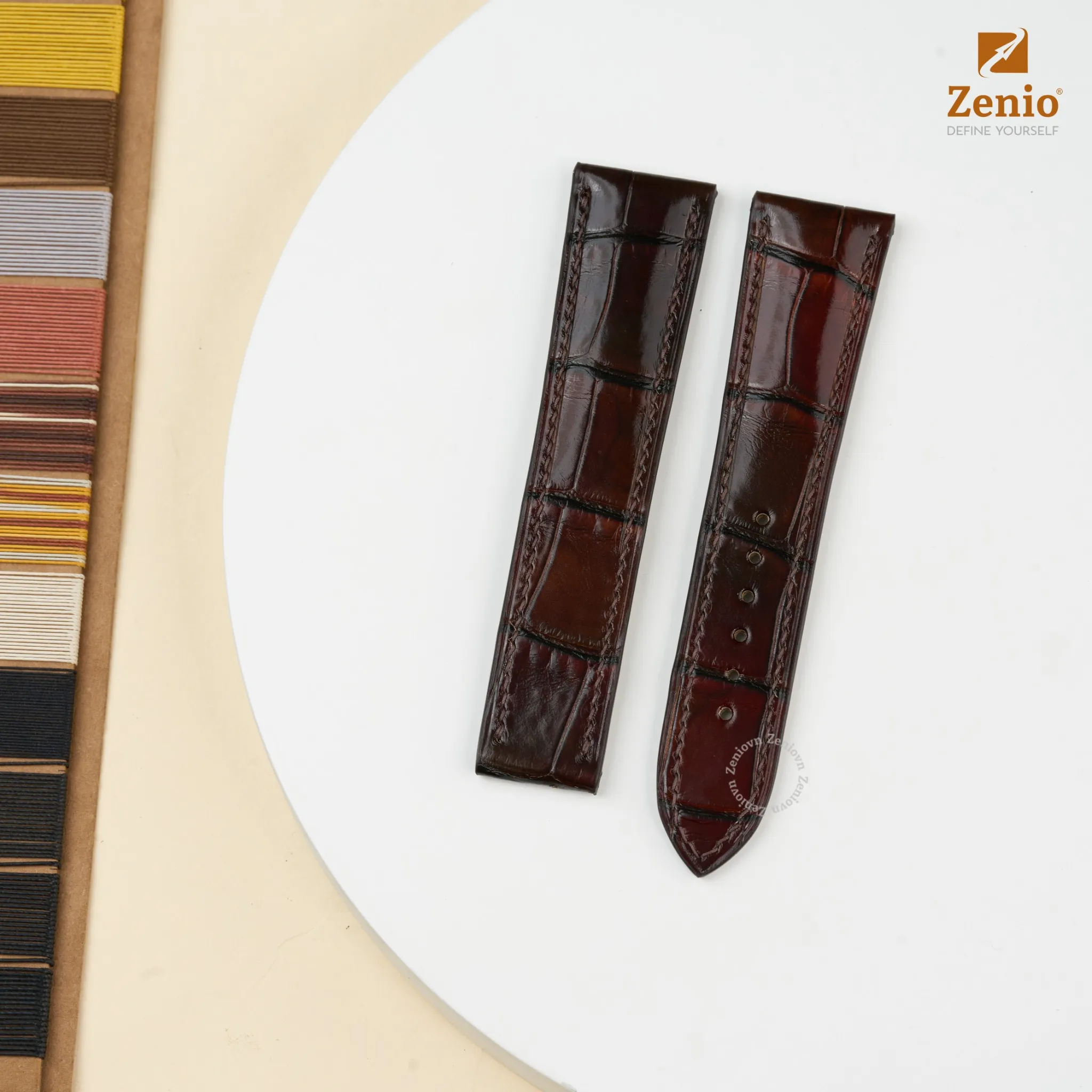 Dây đồng hồ Da Cá sấu Màu Nâu đặc biệt cho đồng hồ Omega  Speedmaster