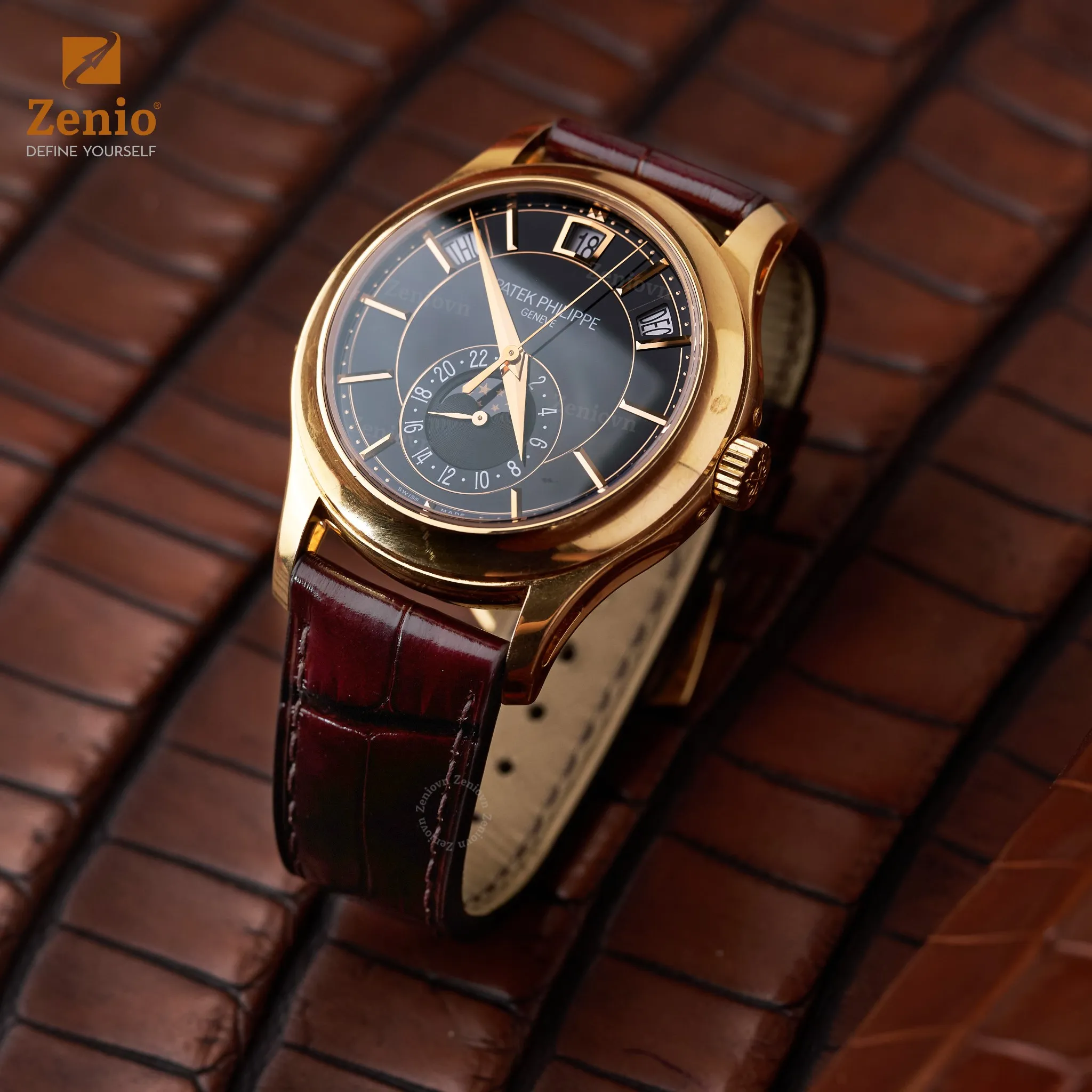 Dây đồng hồ Da Cá sấu Màu Nâu đặc biệt cho đồng hồ Patek Complication