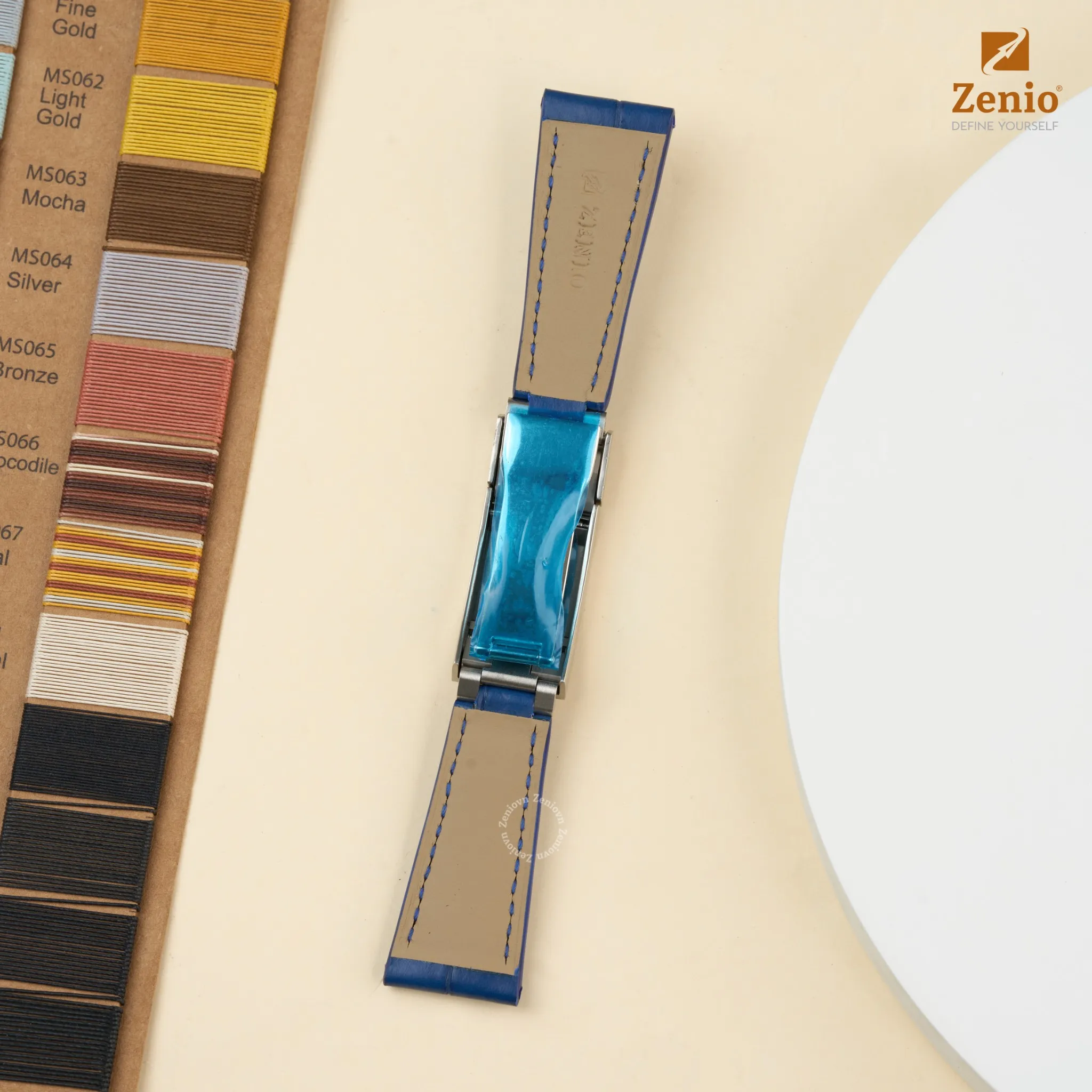 Dây đồng hồ Da Cá sấu Màu Navy cho đồng hồ Rolex Submariner Date 1