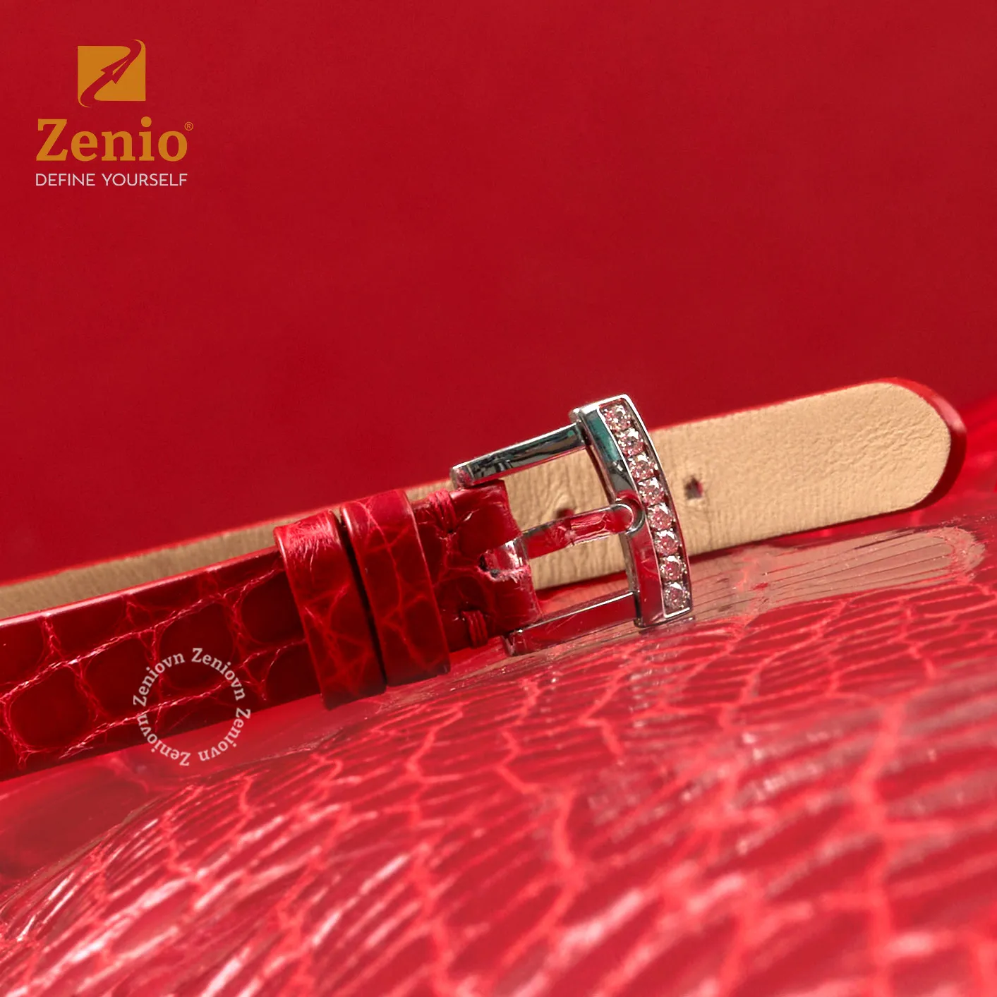 Dây đồng hồ Da Cá sấu Màu đỏ cho đồng hồ Chopard 6