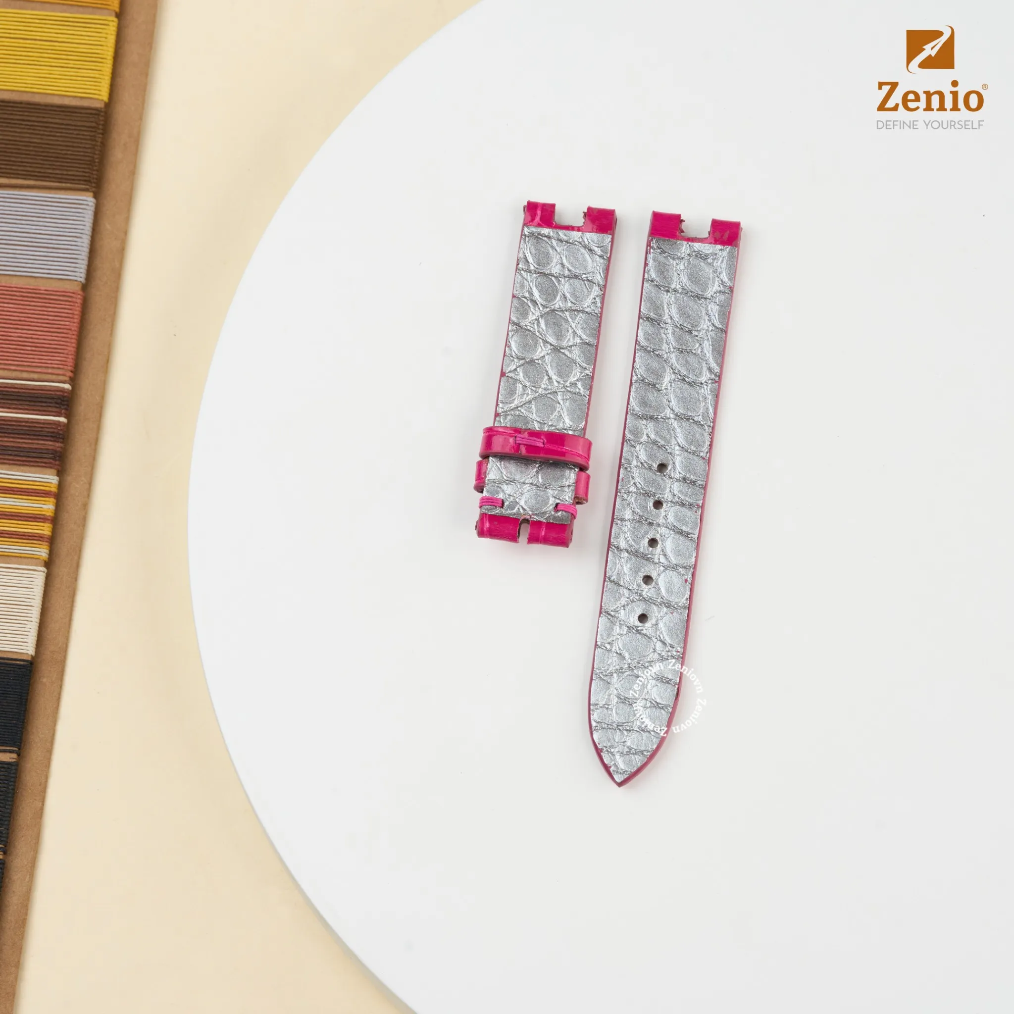 Dây đồng hồ Da Cá sấu Màu hồng cho đồng hồ Jacob & Co Heart To Heart 1