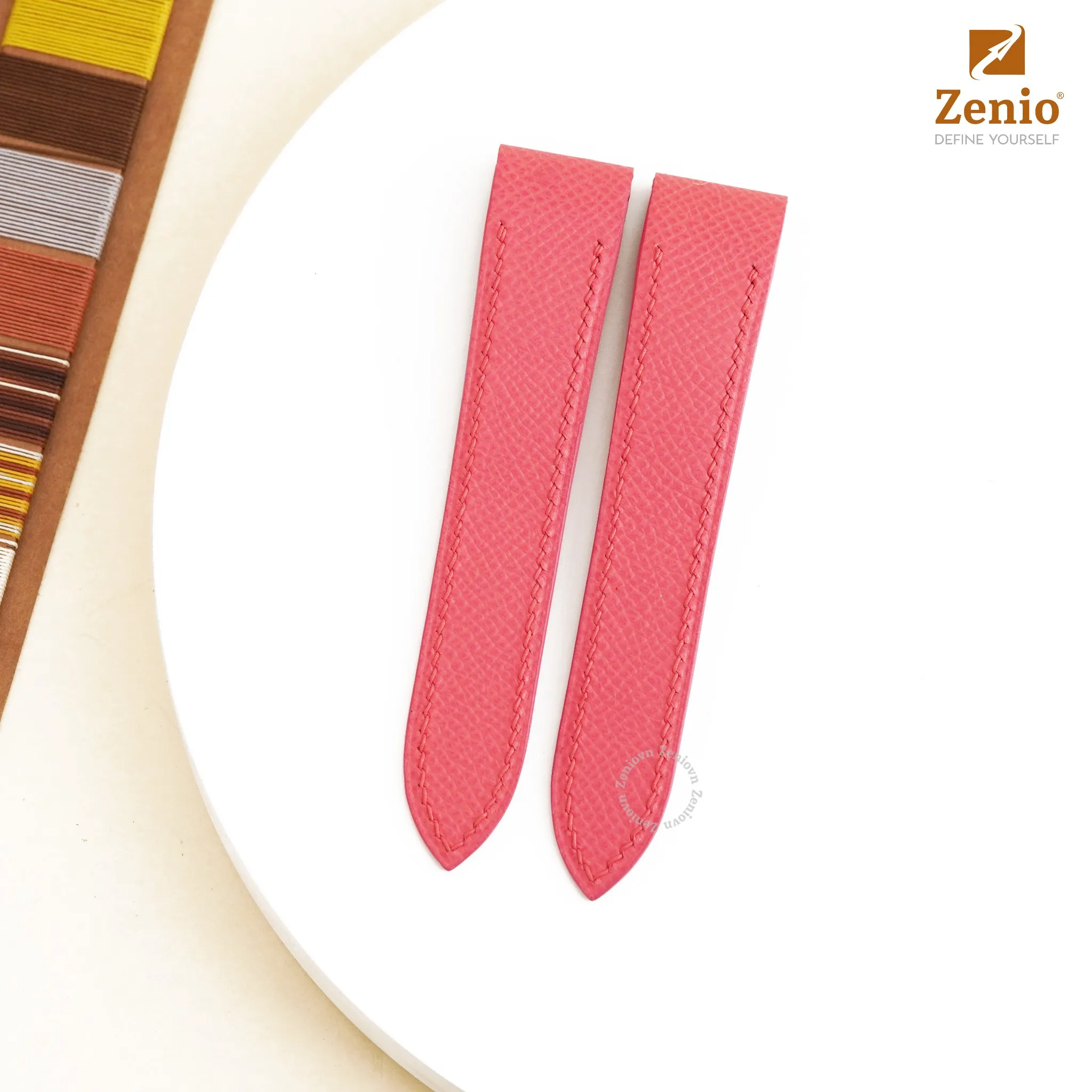 Dây đồng hồ Da Epsom Màu Hồng Bubblegum cho đồng hồ Cartier Santos