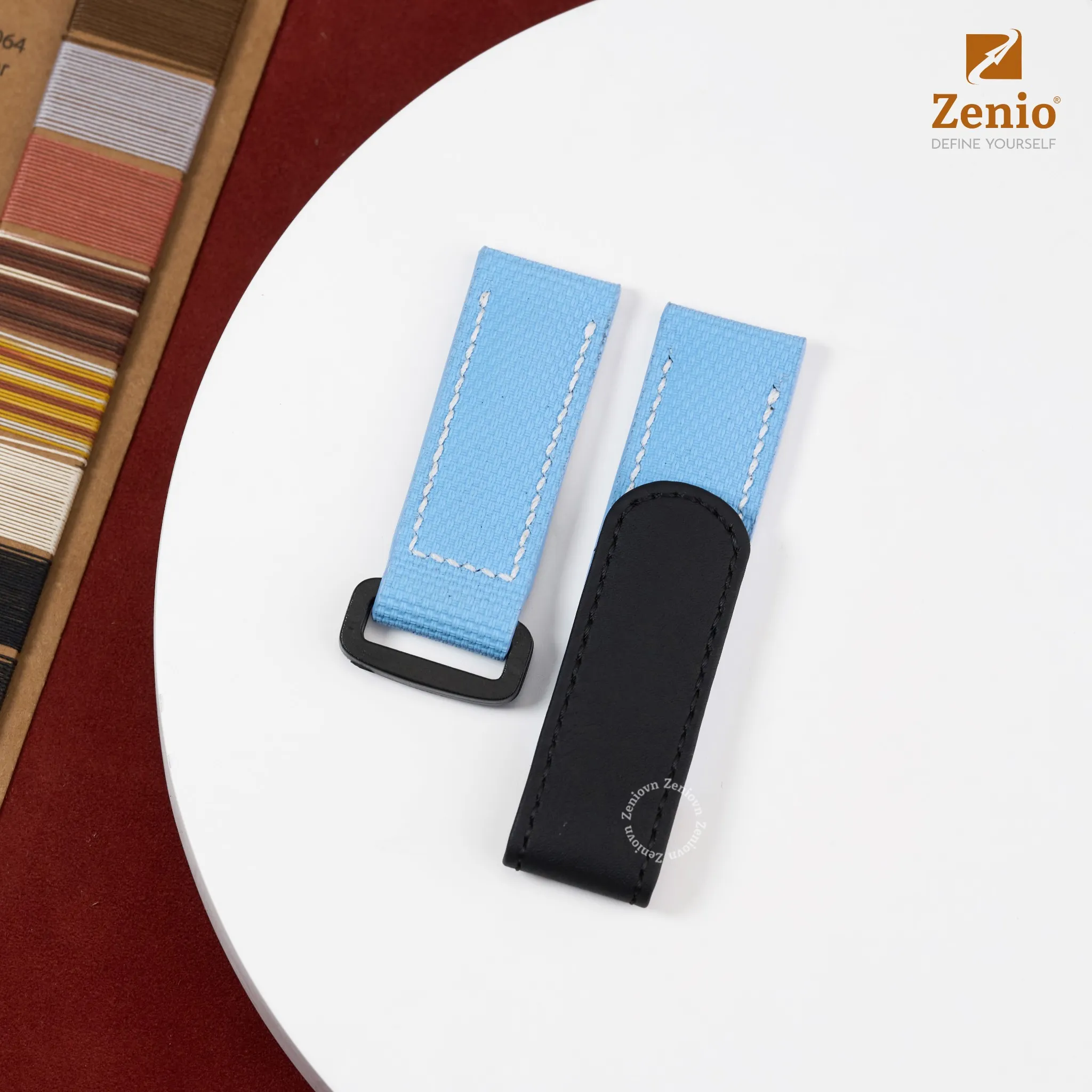 Dây đồng hồ Da FKM Màu Xanh biển Velcro cho đồng hồ Rolex Daytona