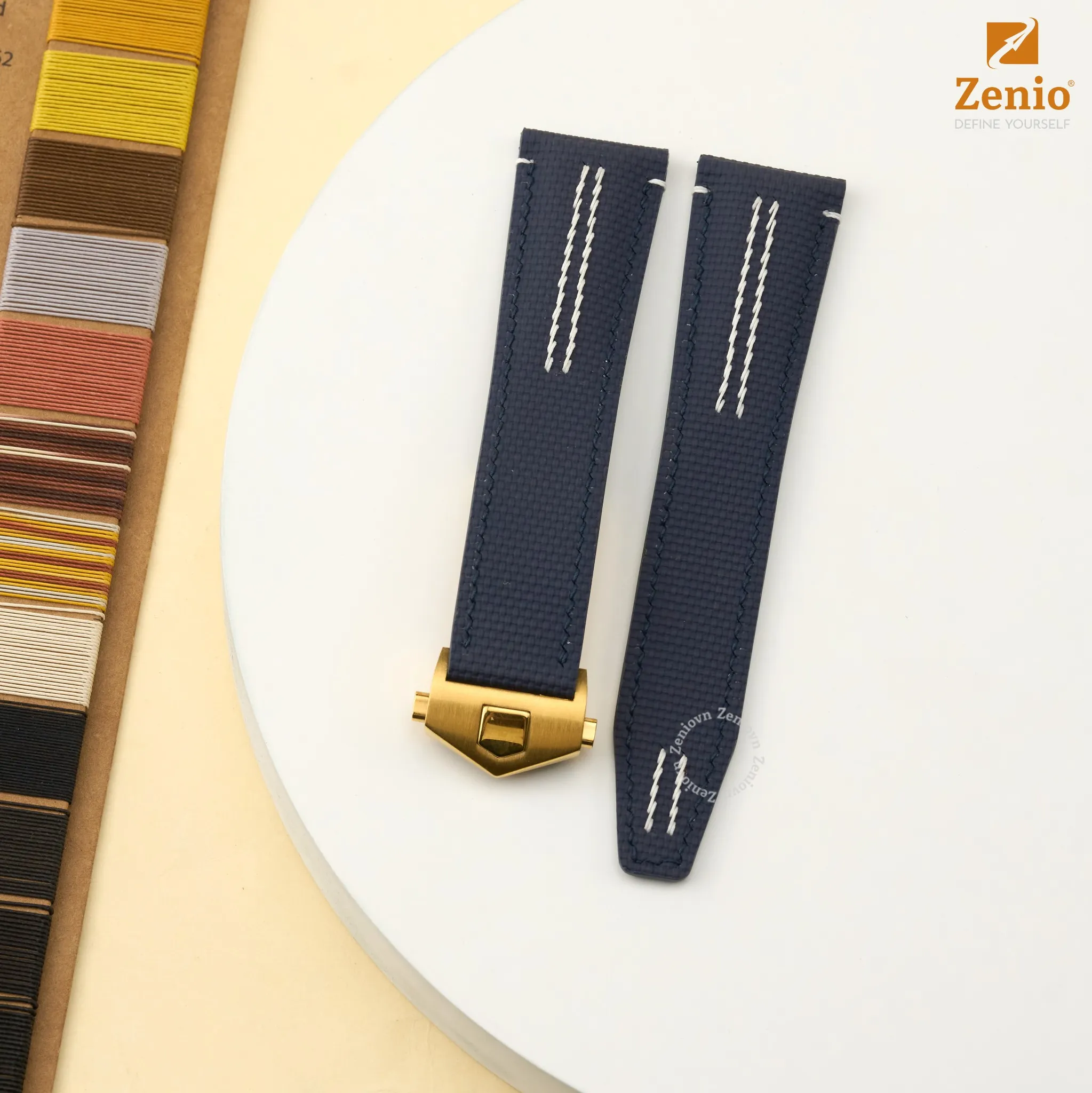 Dây đồng hồ Da FKM Sailcloth thể thao Màu Xanh navy cho đồng hồ Tag Heuer