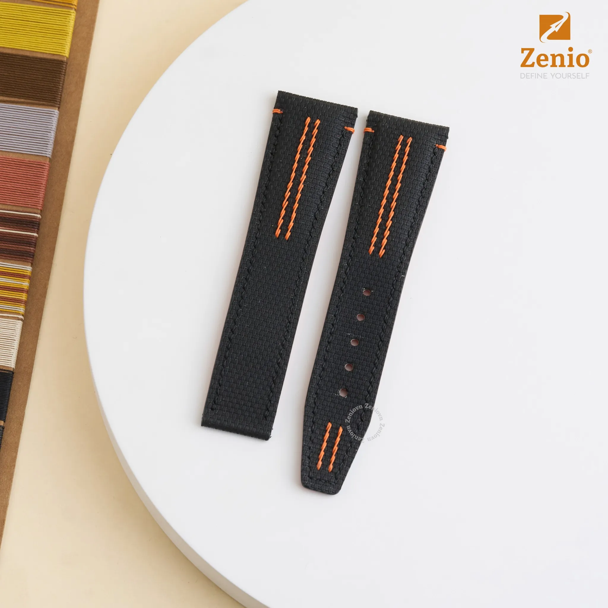 Dây đồng hồ Da FKM Sailcloth thể thao Màu đen cho Mido Ocean Star Diver