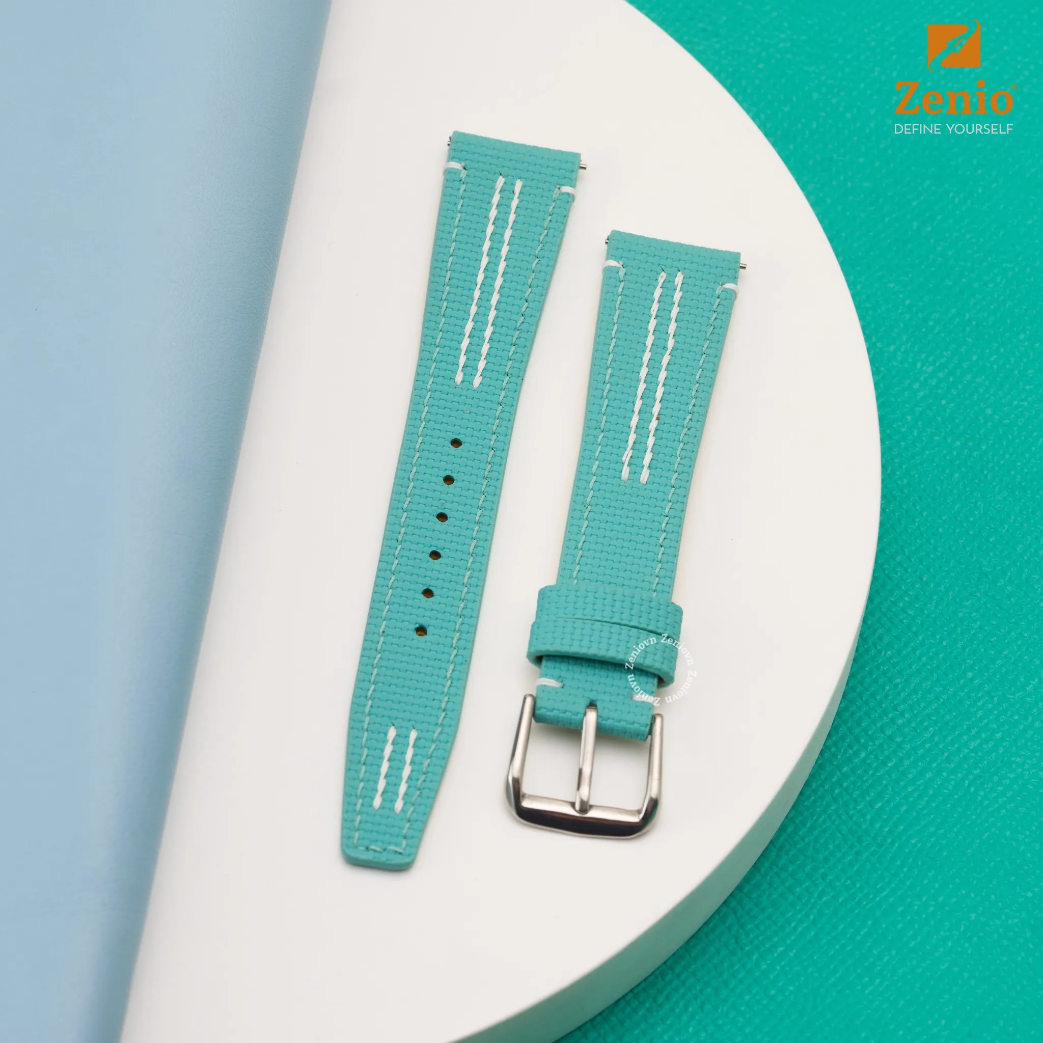 Dây đồng hồ Da FKM thể thao Màu Xanh ngọc lam cho Oris