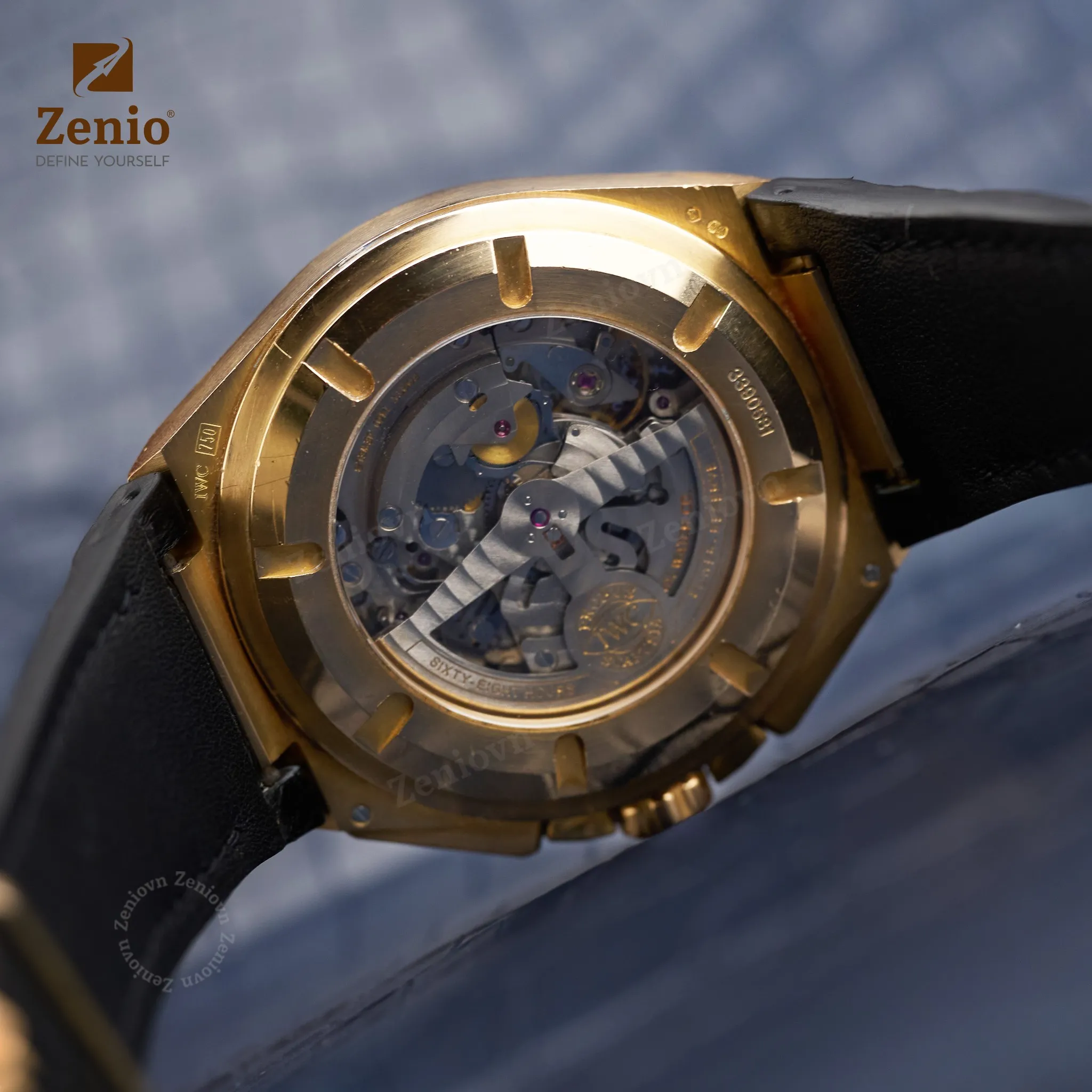 Dây đồng hồ Da cá sấu Đen 2 mặt Có cốt connector cho đồng hồ IWC Ingenieur 4