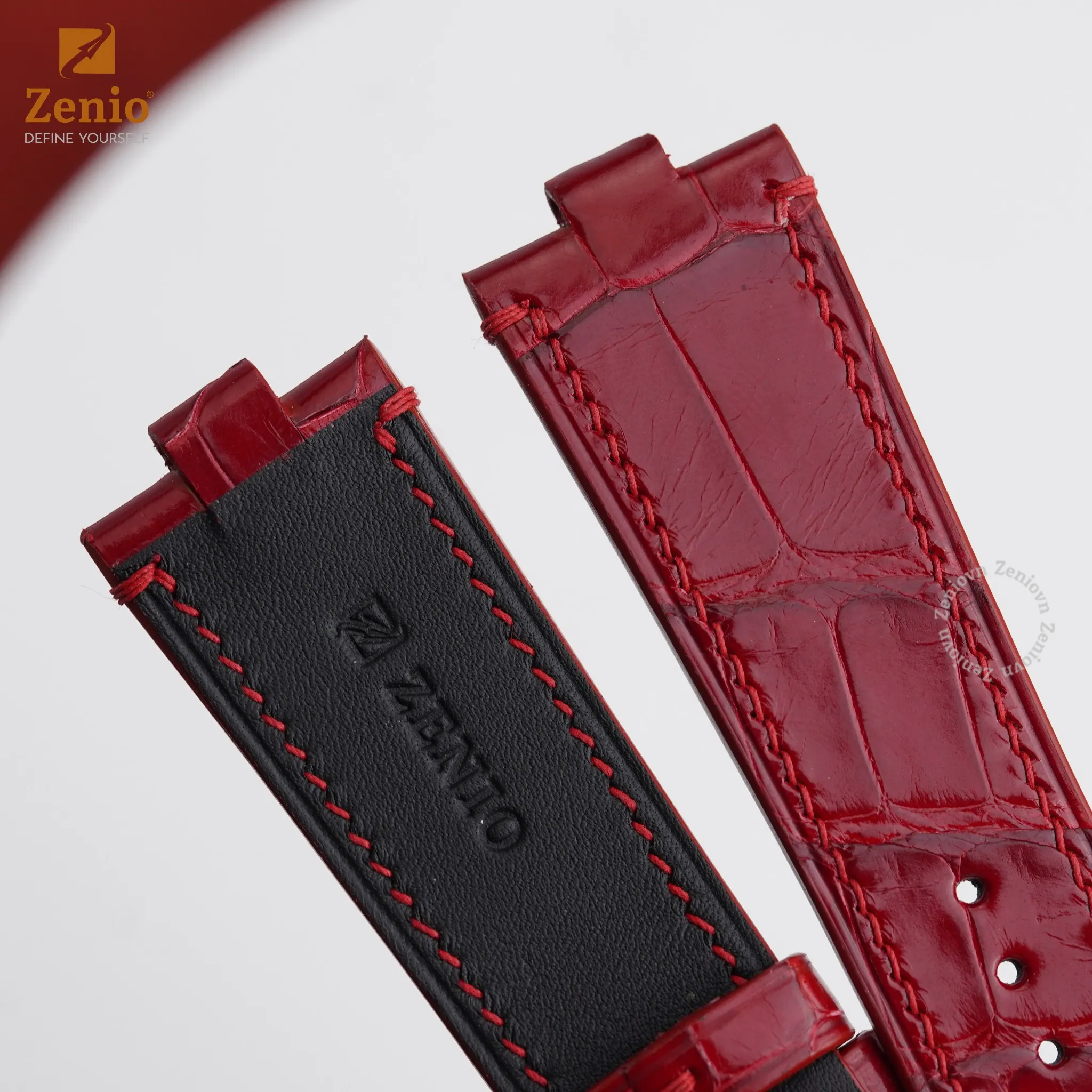 Dây đồng hồ Da cá sấu Màu Đỏ gel cho đồng hồ Vacheron Constatin Overseas 1