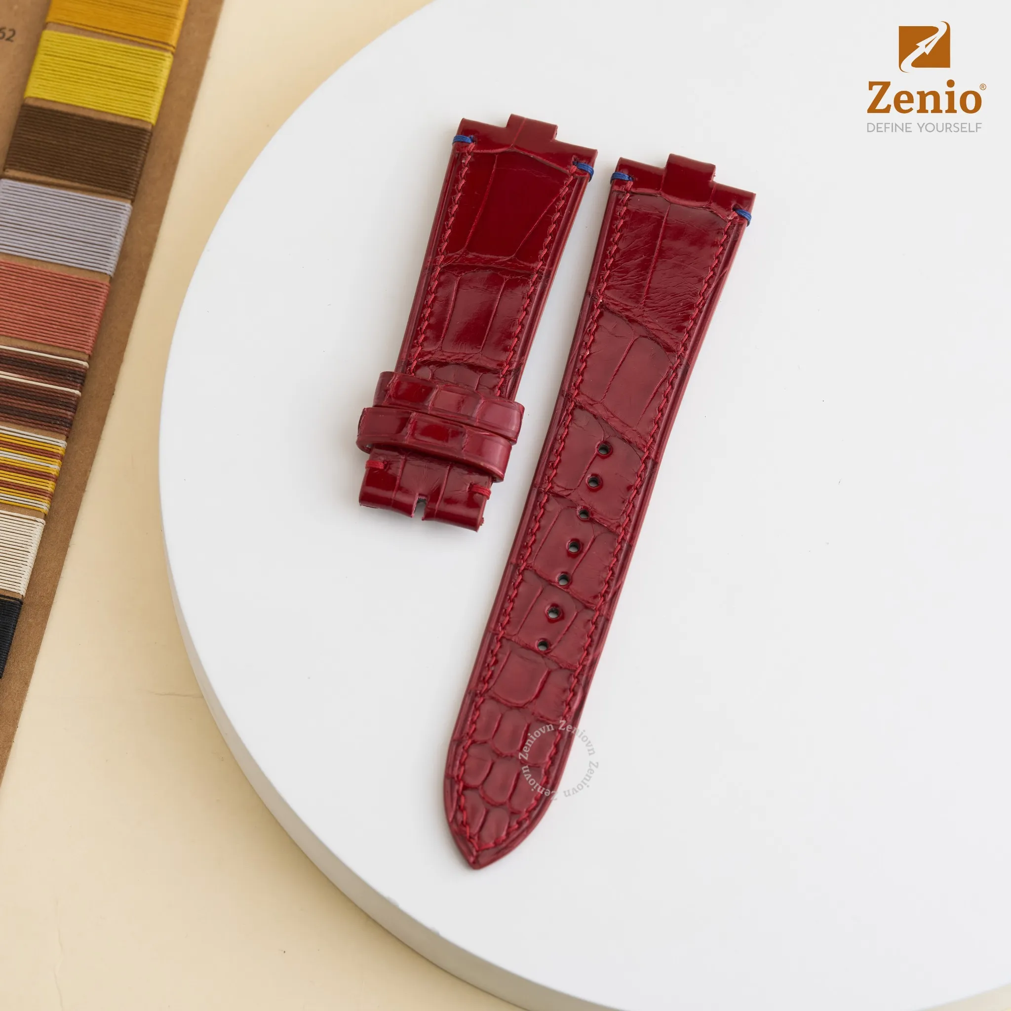 Dây đồng hồ Da cá sấu Màu Đỏ gel cho đồng hồ Vacheron Constatin Overseas