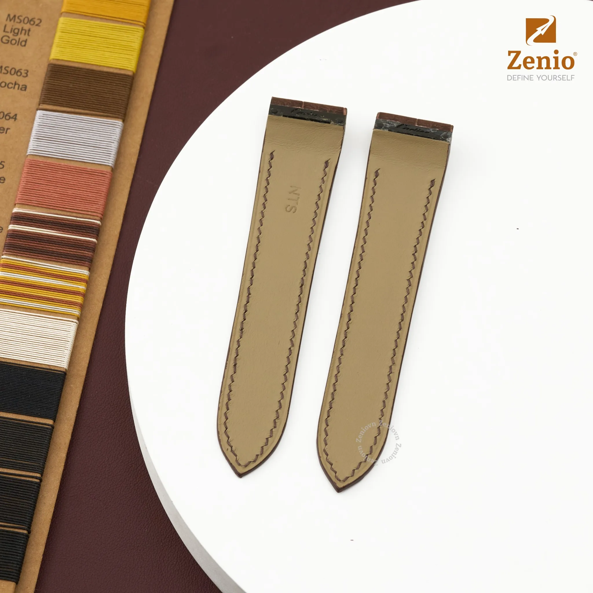 Dây đồng hồ Da cá sấu Màu Nâu Nicotin cho đồng hồ Cartier Santos 1