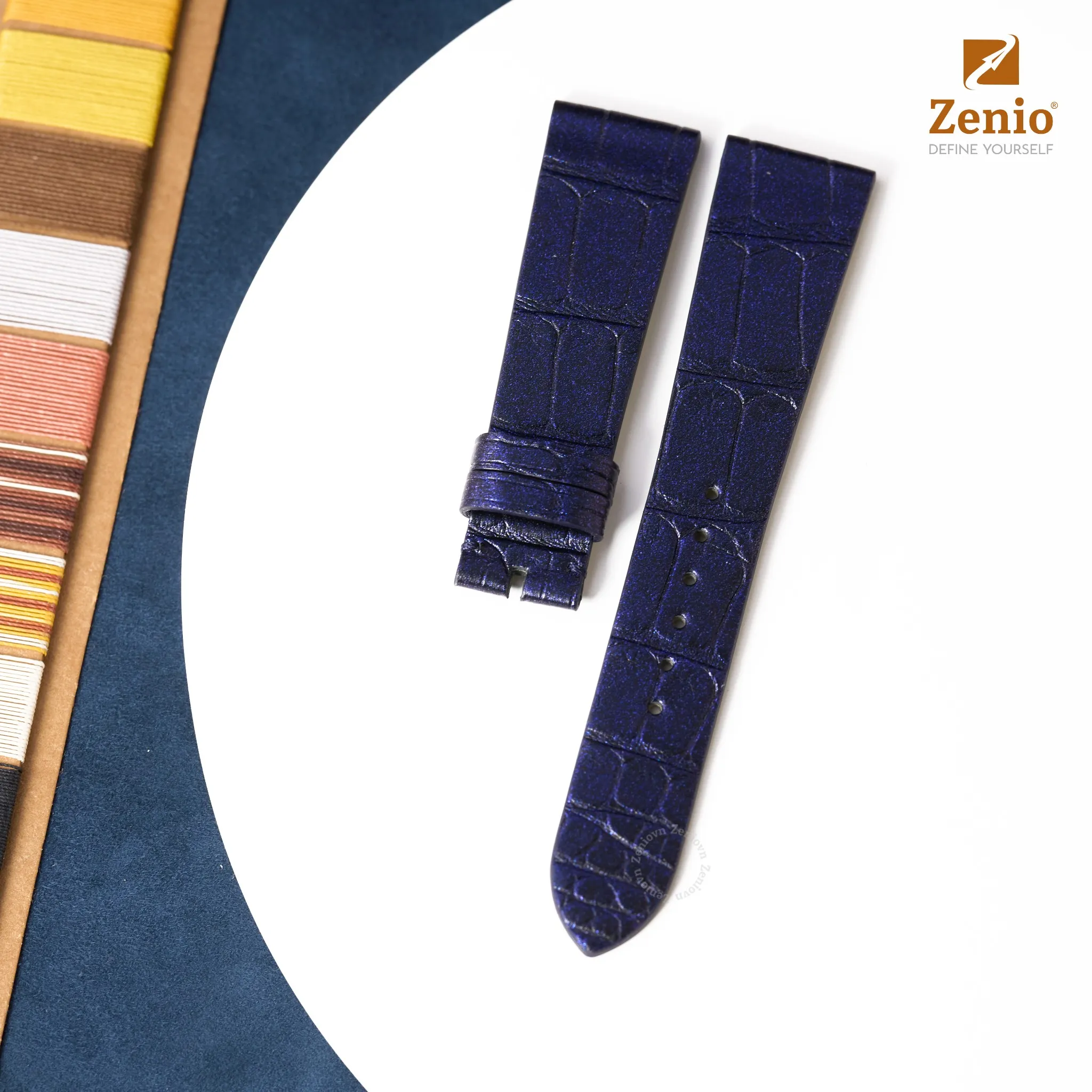 Dây đồng hồ Da cá sấu Màu Xanh Galaxy cho đồng hồ Zenith Captain Chronograph El Primero