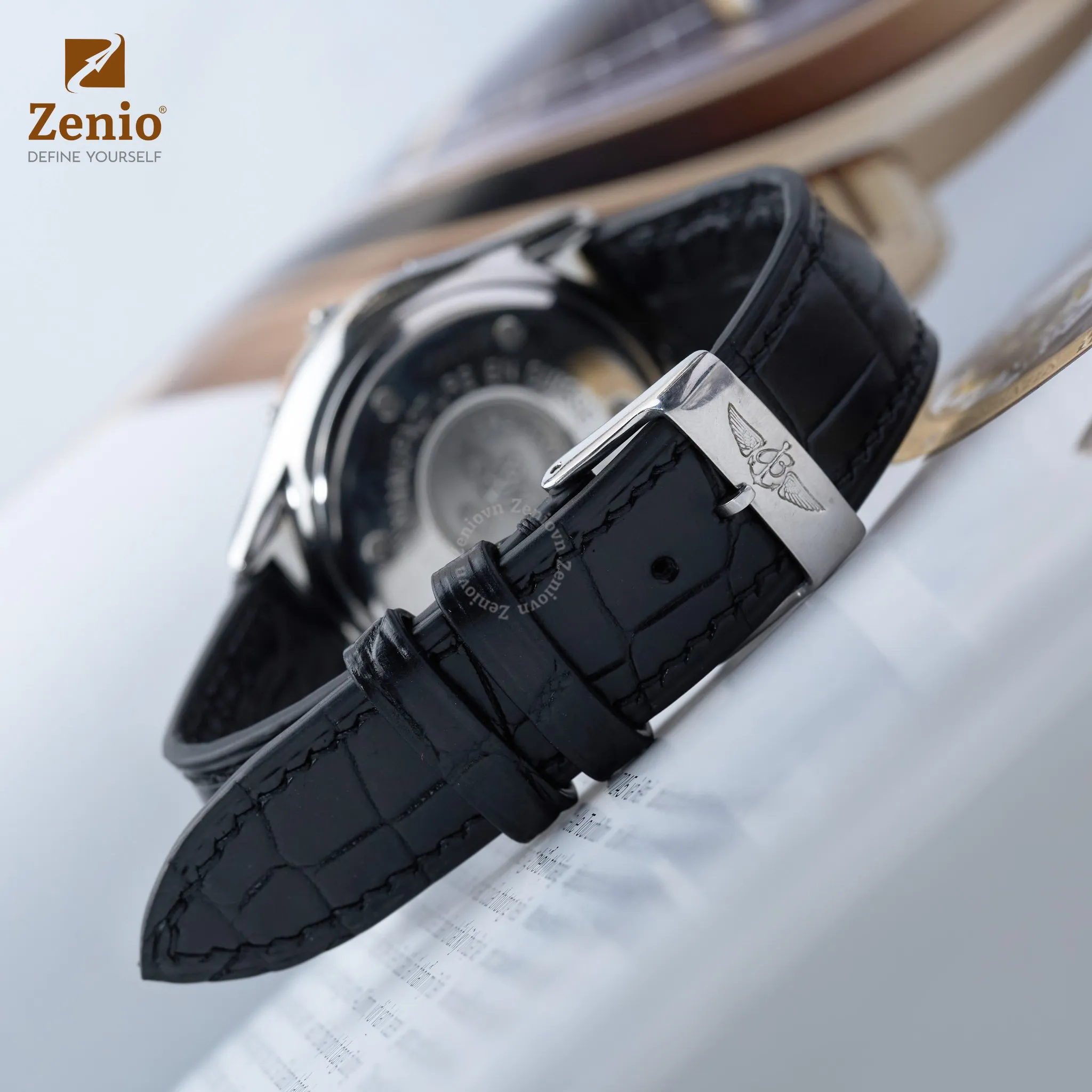 Dây đồng hồ Da cá sấu Màu đen cho đồng hồ Breitling 5