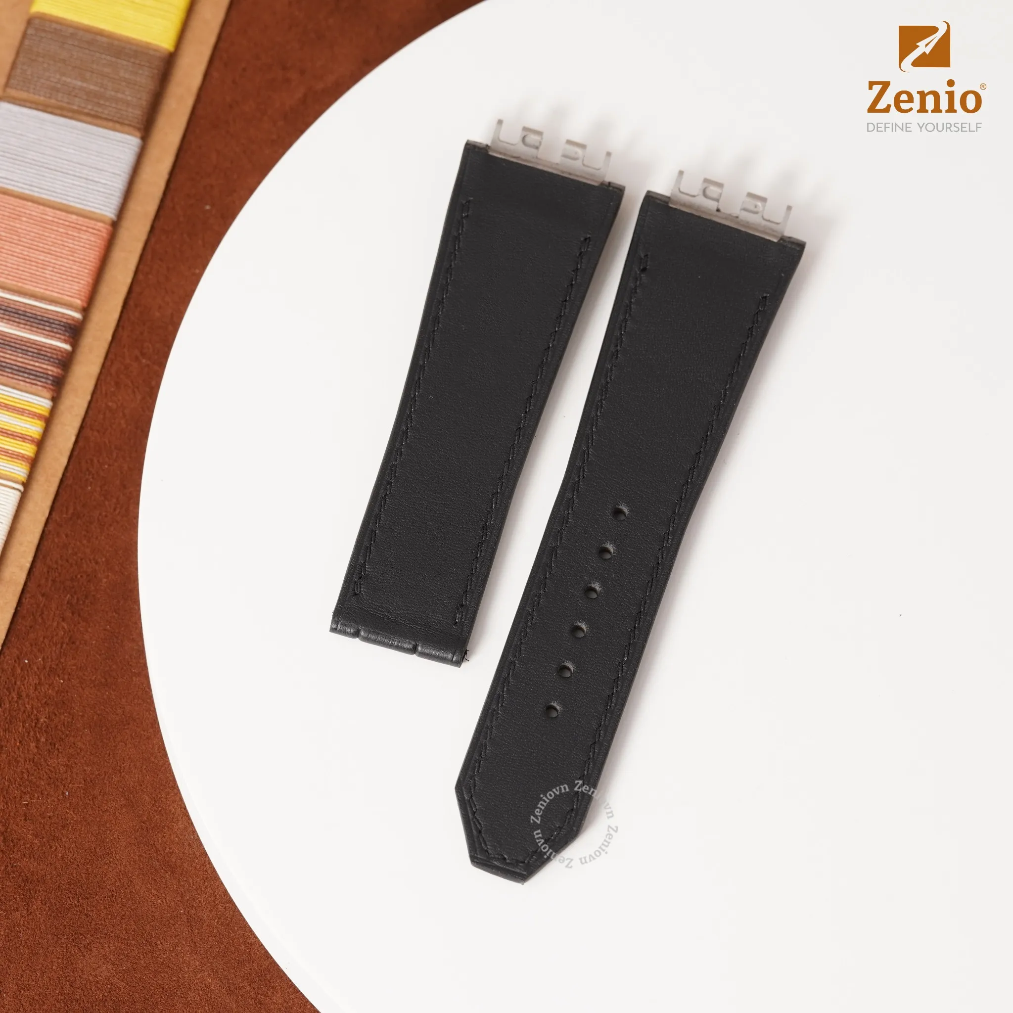 Dây đồng hồ Da cá sấu Màu đen cho đồng hồ Hublot Big Bang 1