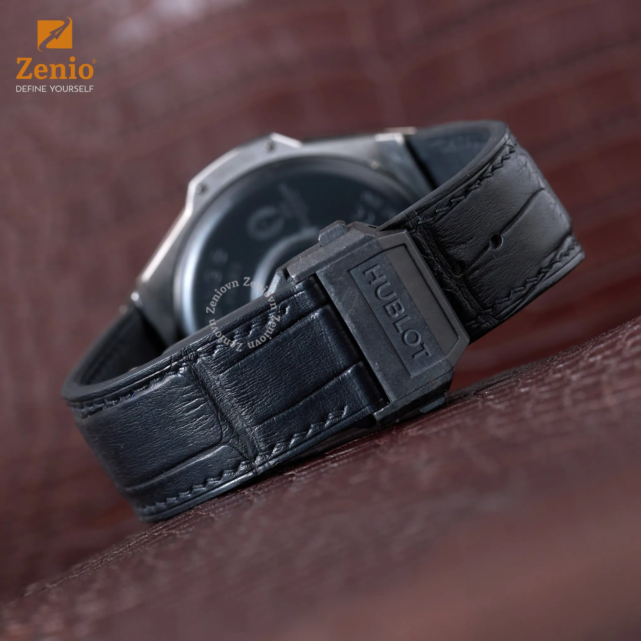 Dây đồng hồ Da cá sấu Màu đen cho đồng hồ Hublot Big Bang 5