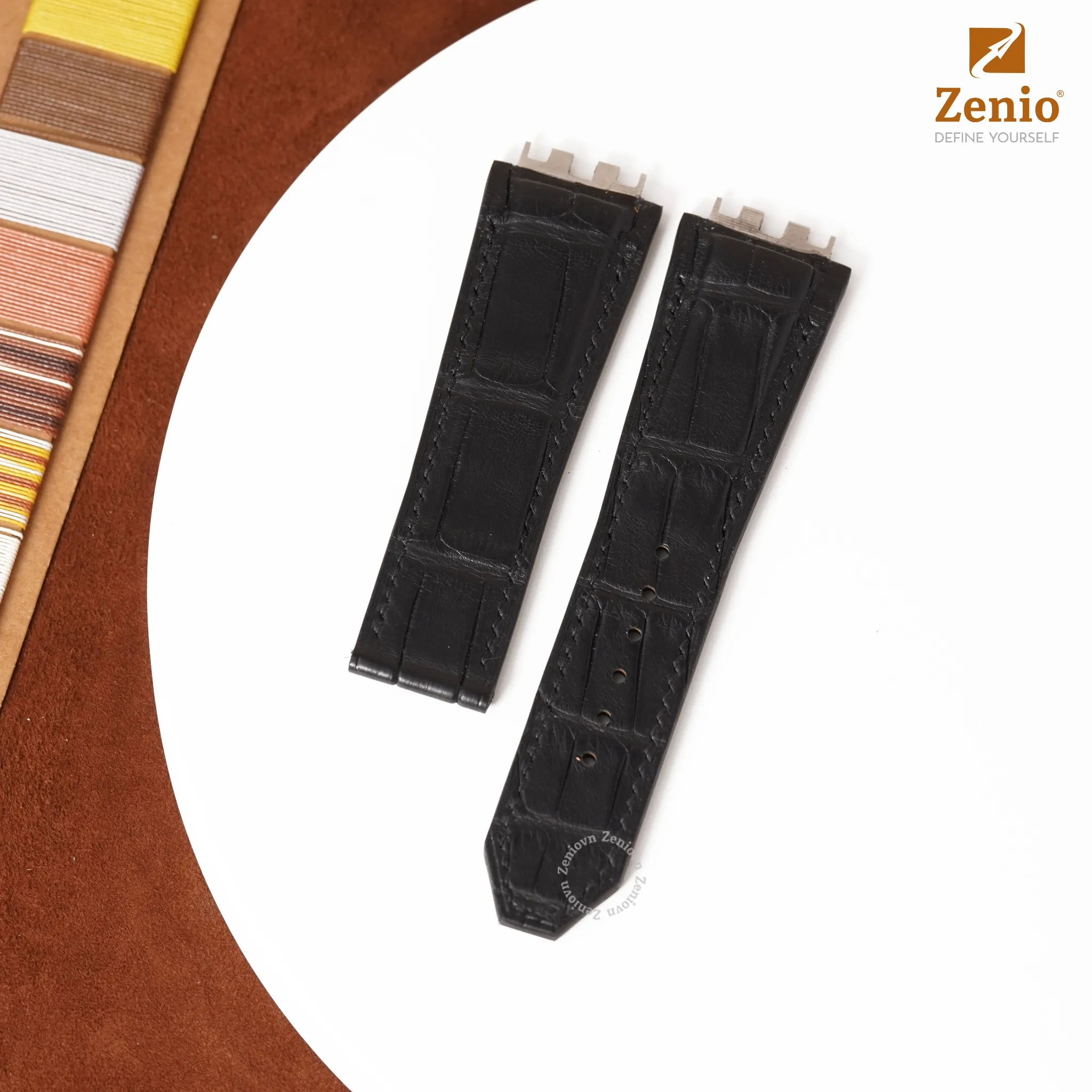 Dây đồng hồ Da cá sấu Màu đen cho đồng hồ Hublot Big Bang