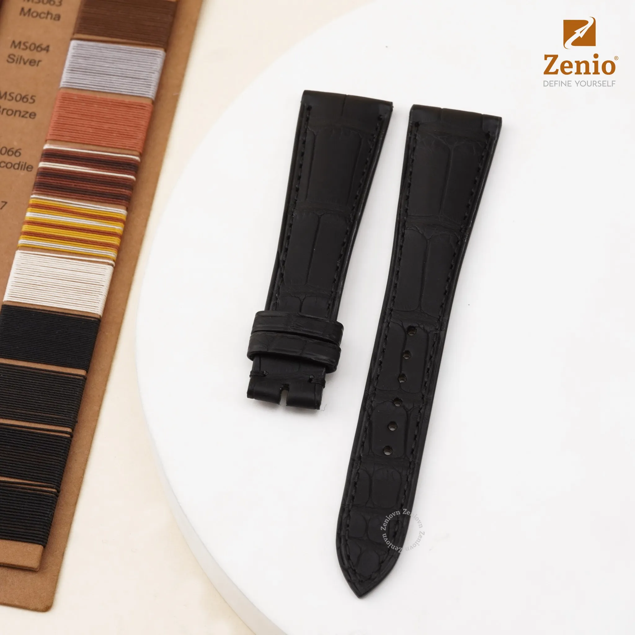 Dây đồng hồ Da Cá Sấu Màu đen Cho đồng hồ Patek Philippe Calatrava