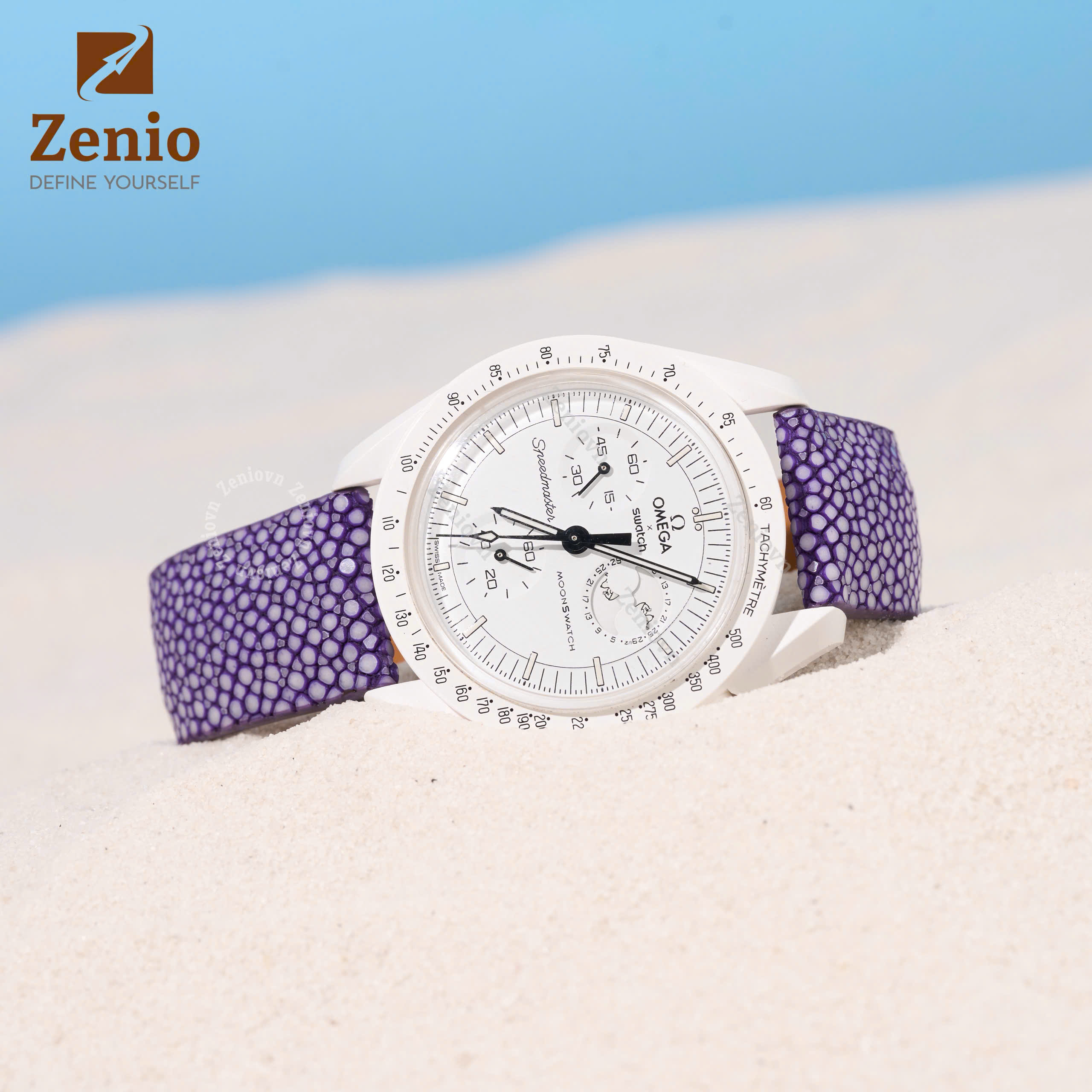 Dây Da Đồng Hồ Cá Đuối Tím 1