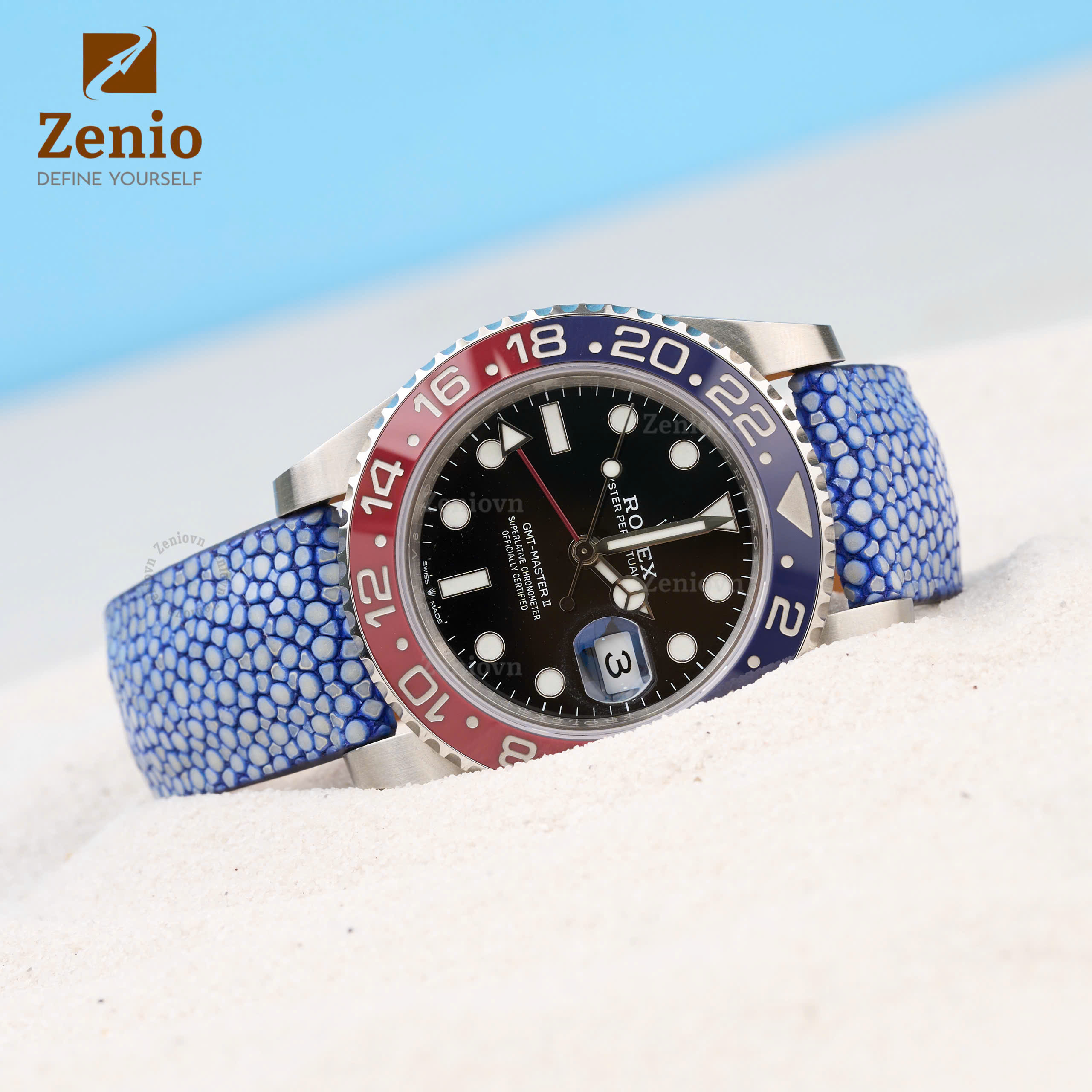 Dây Da Đồng Hồ Cá Đuối Xanh Dương 2