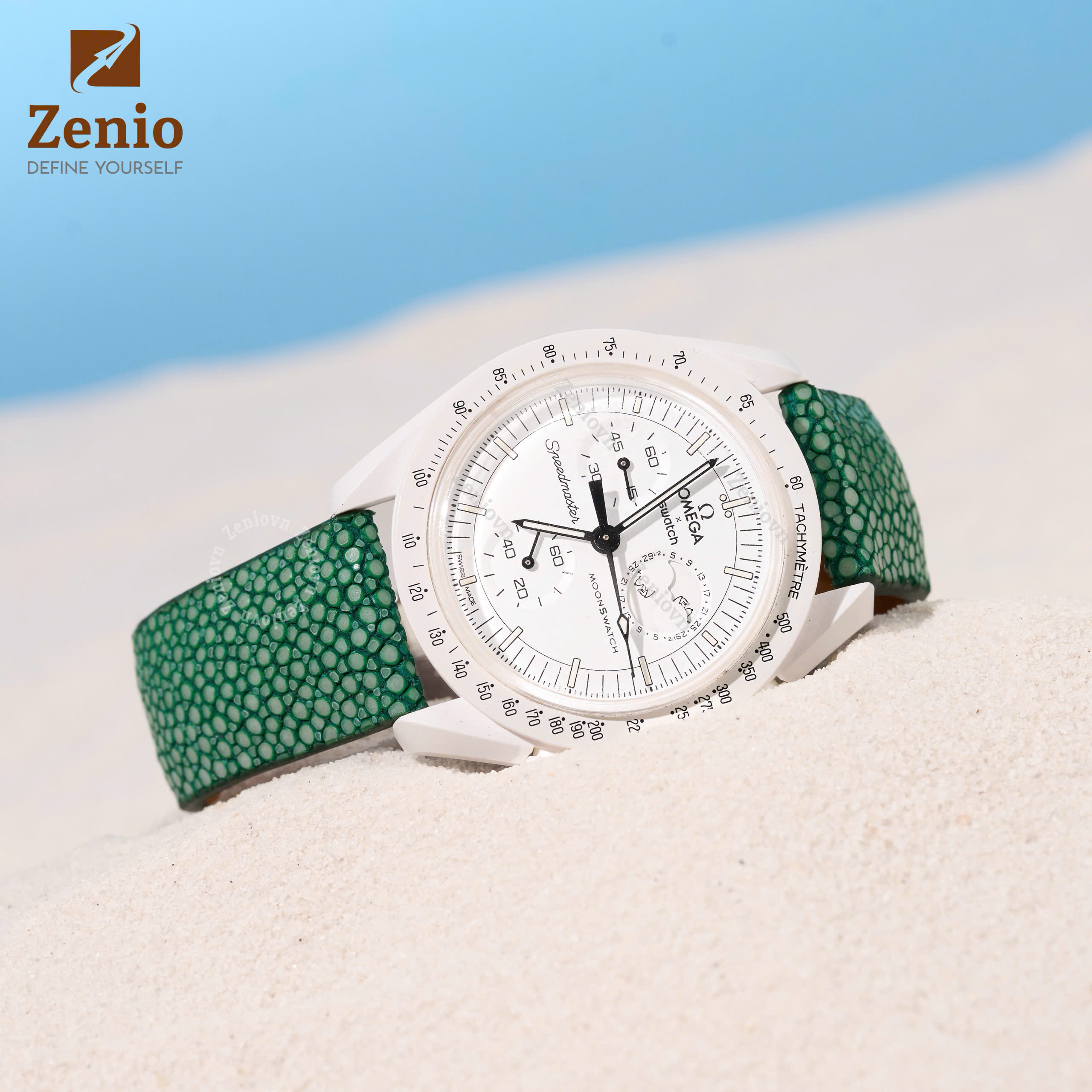 Dây Da Đồng Hồ Cá Đuối Xanh Lá 2