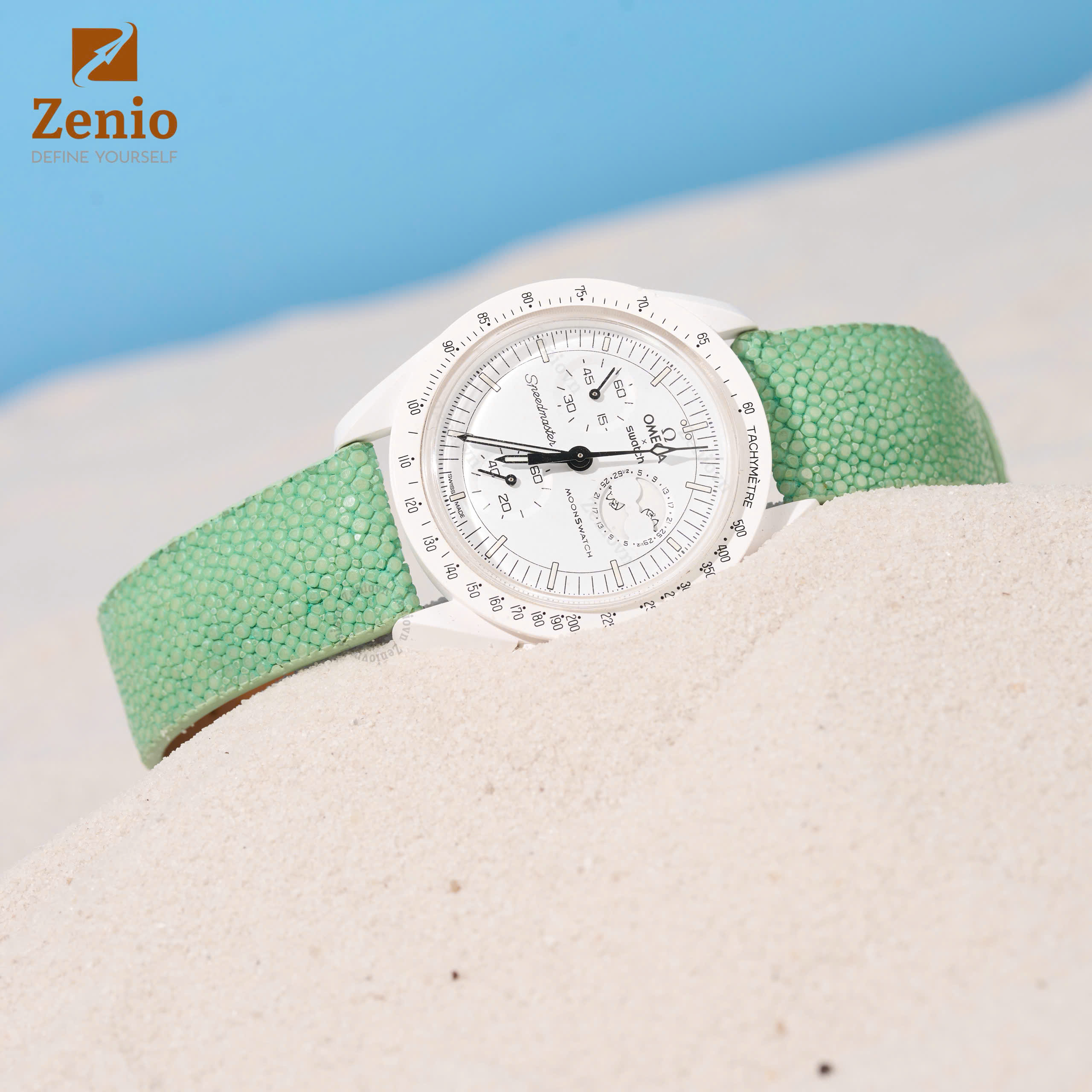 Dây Da Đồng Hồ Cá Đuối Xanh Mint1