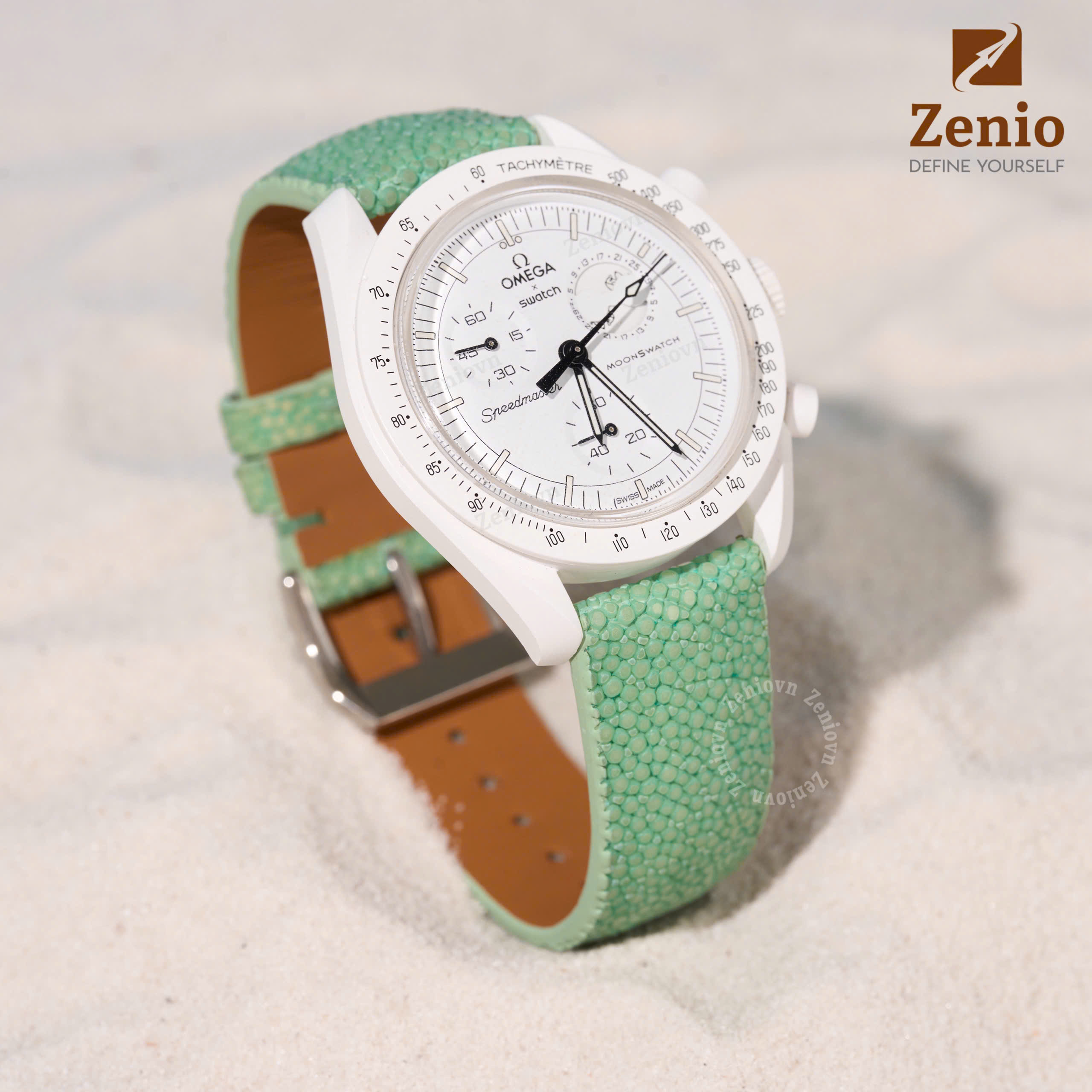 Dây Da Đồng Hồ Cá Đuối Xanh Mint3