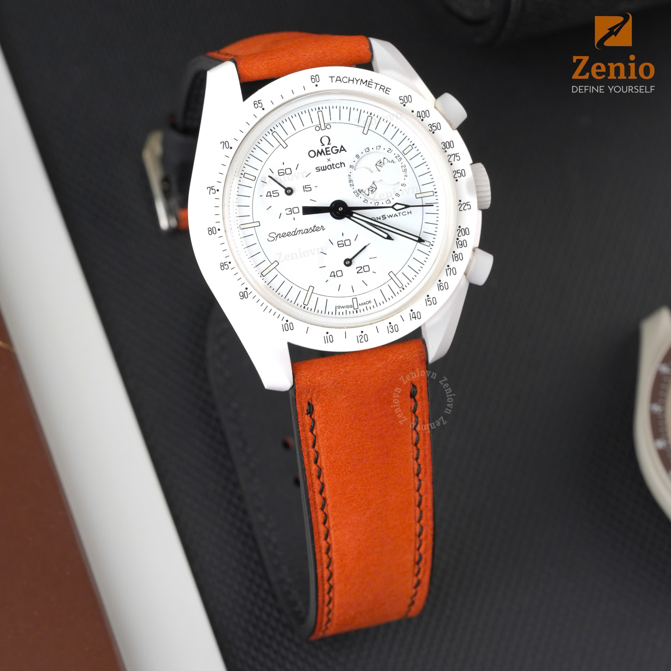 Dây Đồng Hồ Da Nubuck Màu Cam1