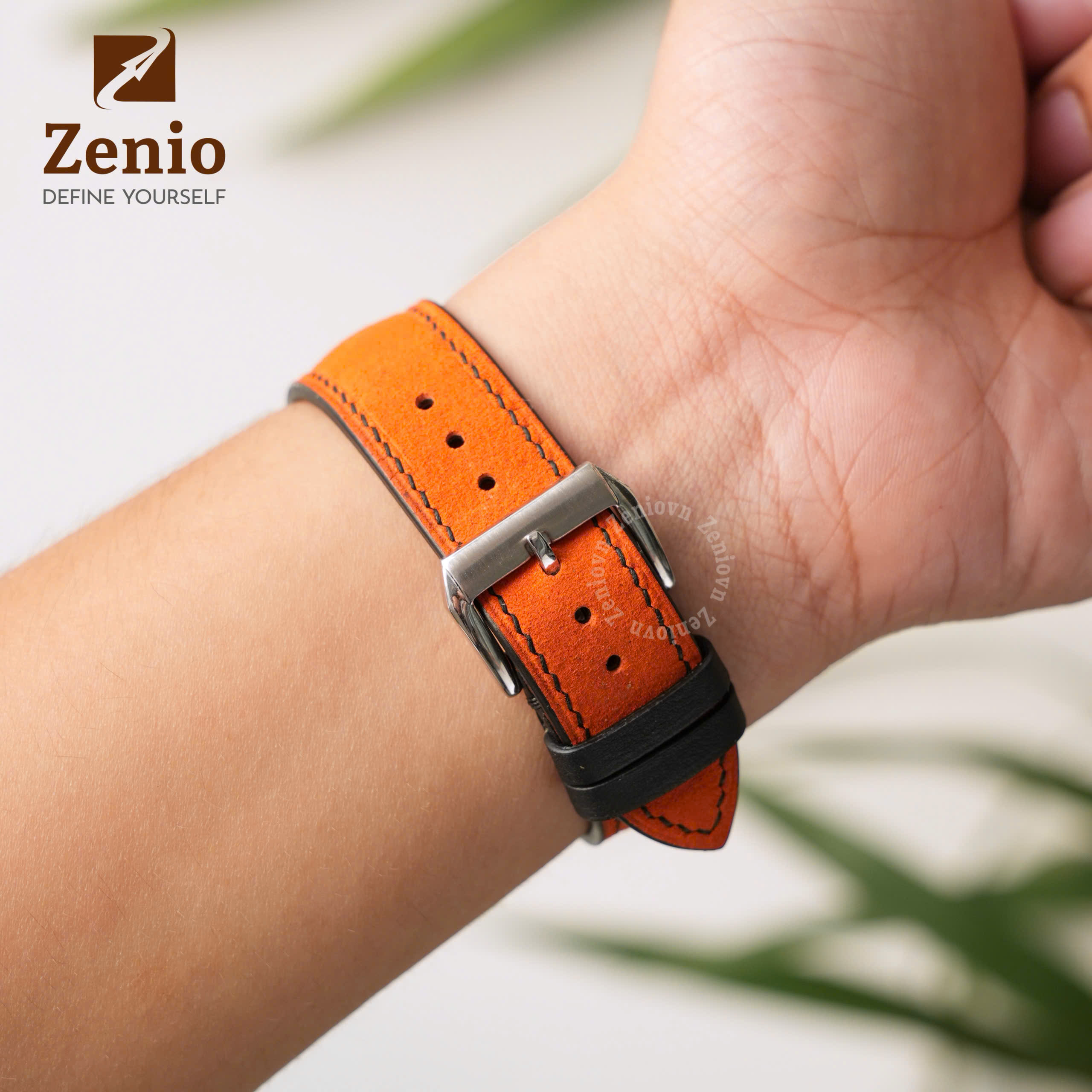 Dây Đồng Hồ Da Nubuck Màu Cam4
