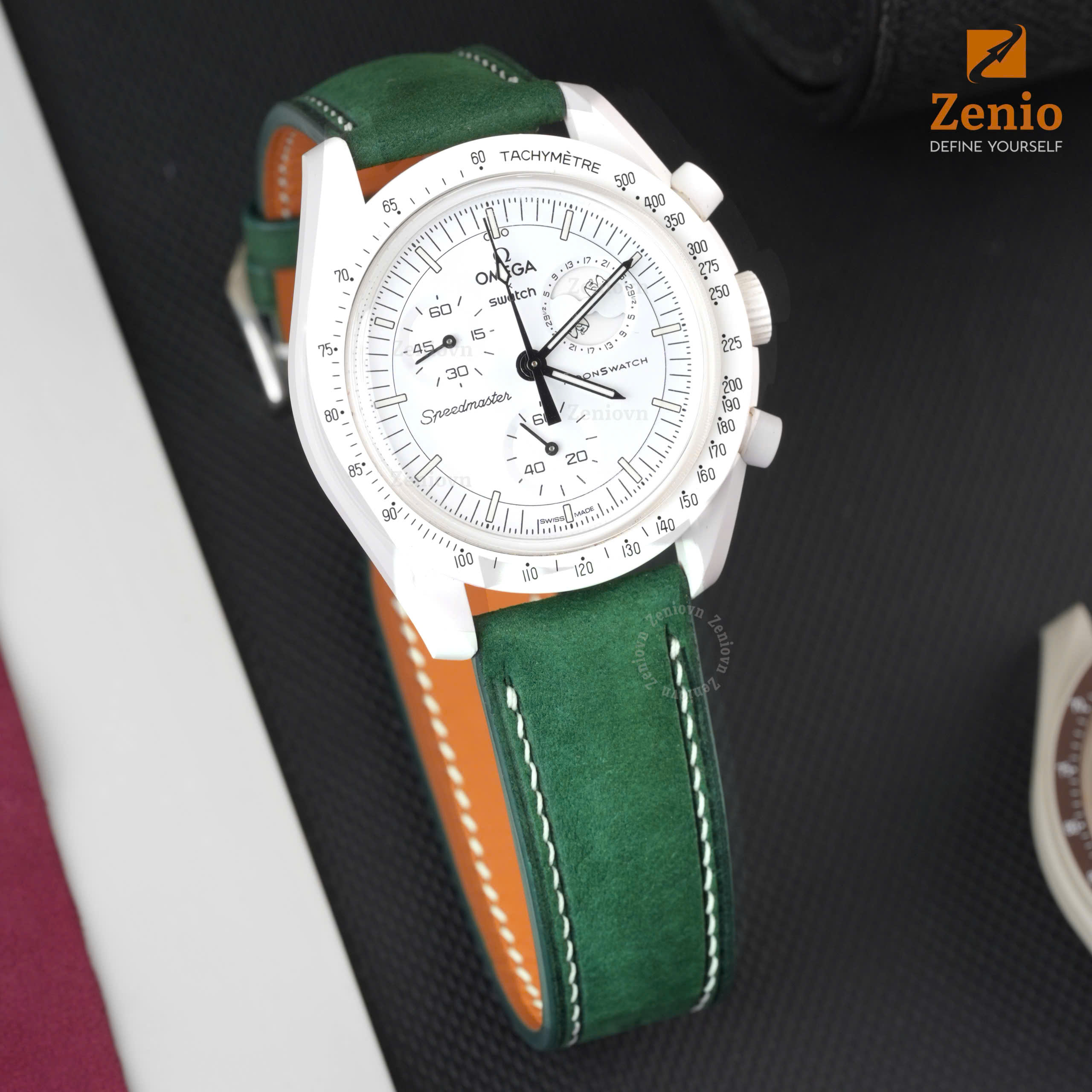 Dây Đồng Hồ Da Nubuck Màu Xanh Lá1